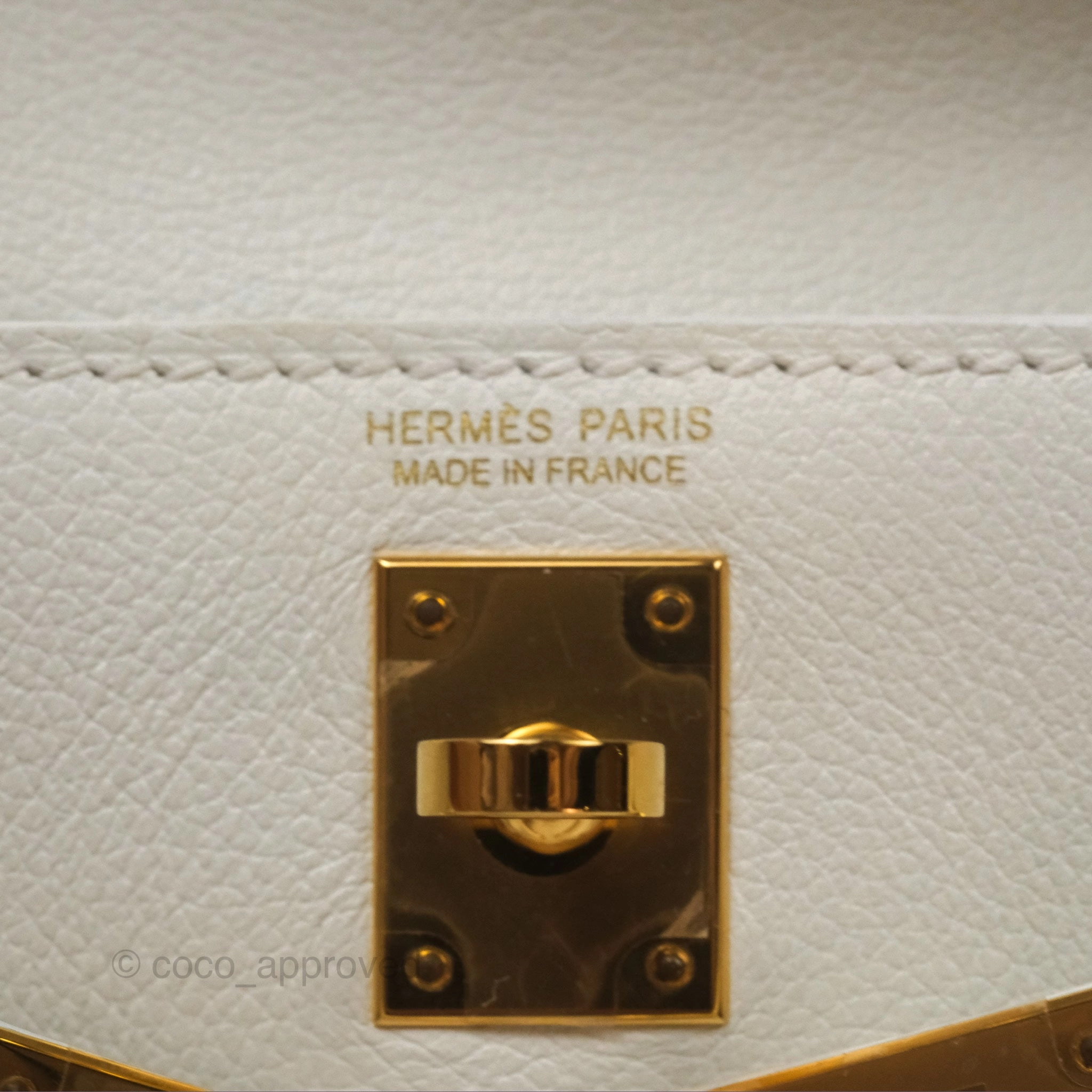 Herms Kelly Danse II Bag White Evercolor Gold Hardware