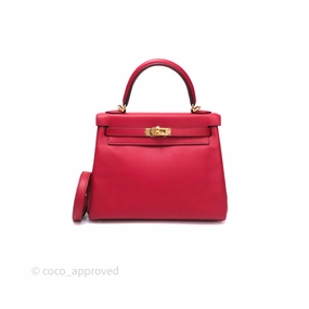 Herms Kelly II 25 Retourne Swift Rouge Piment 5X Gold Hardware
