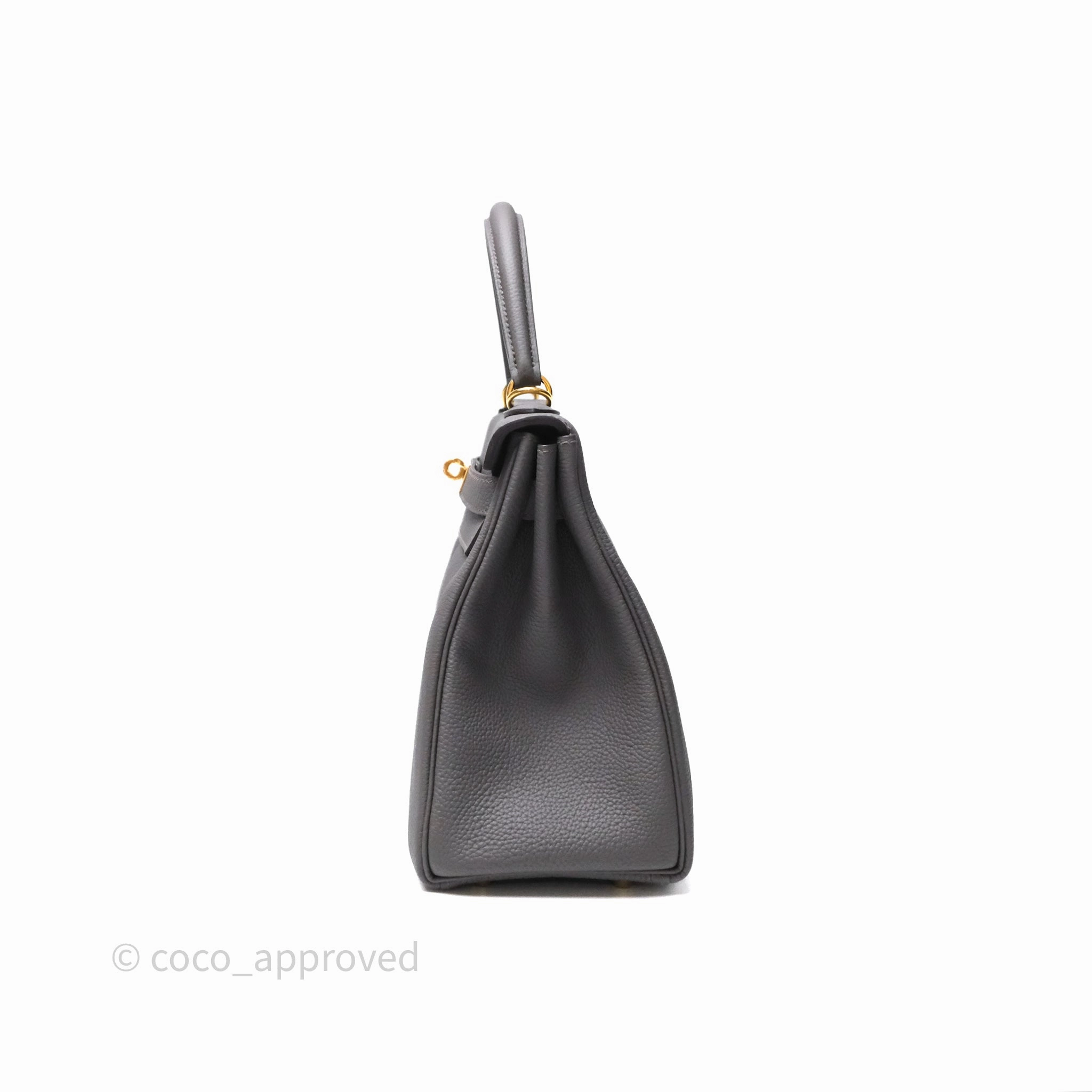 Herms Kelly II 28 Retourne Etain 8F Togo Gold Hardware