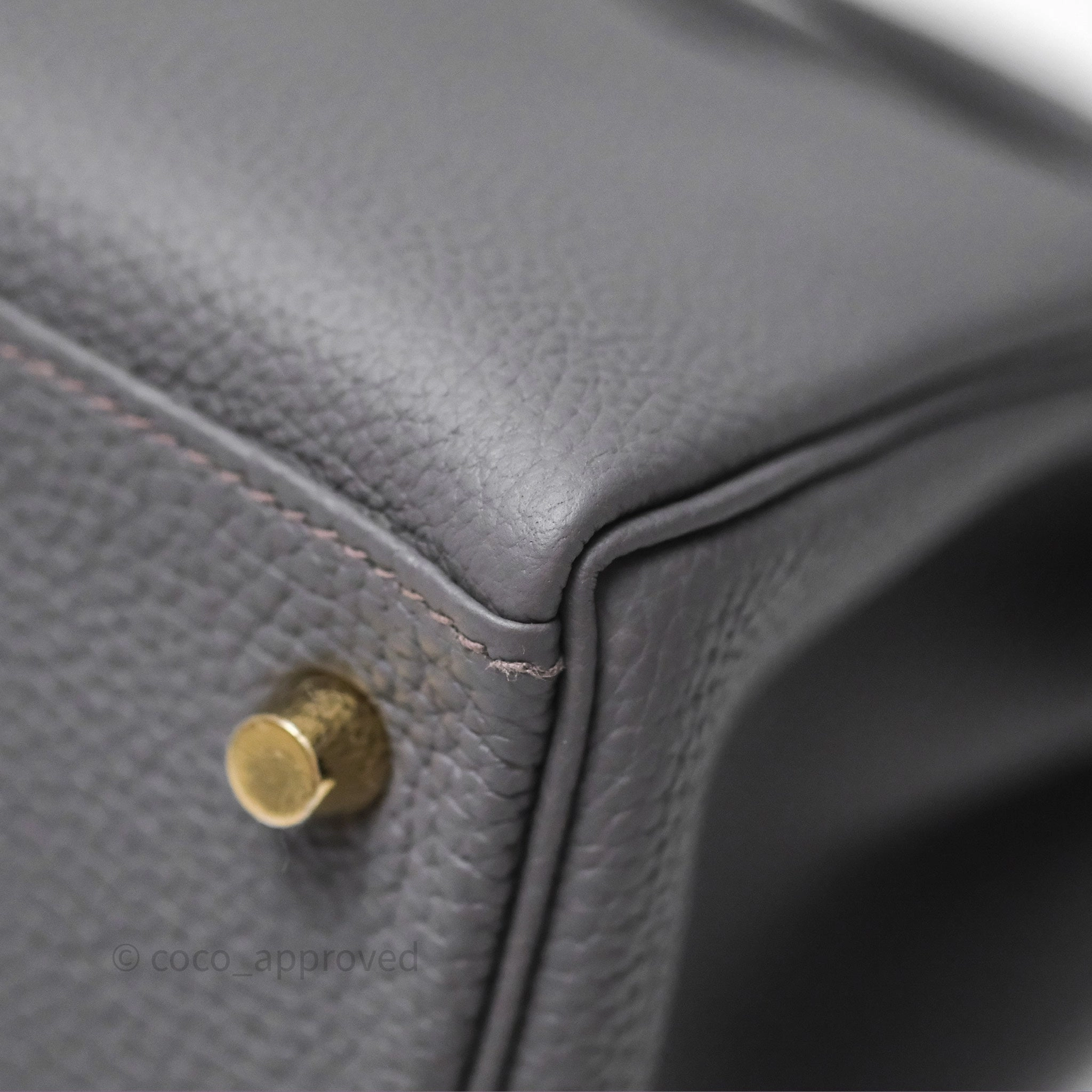 Herms Kelly II 28 Retourne Etain 8F Togo Gold Hardware