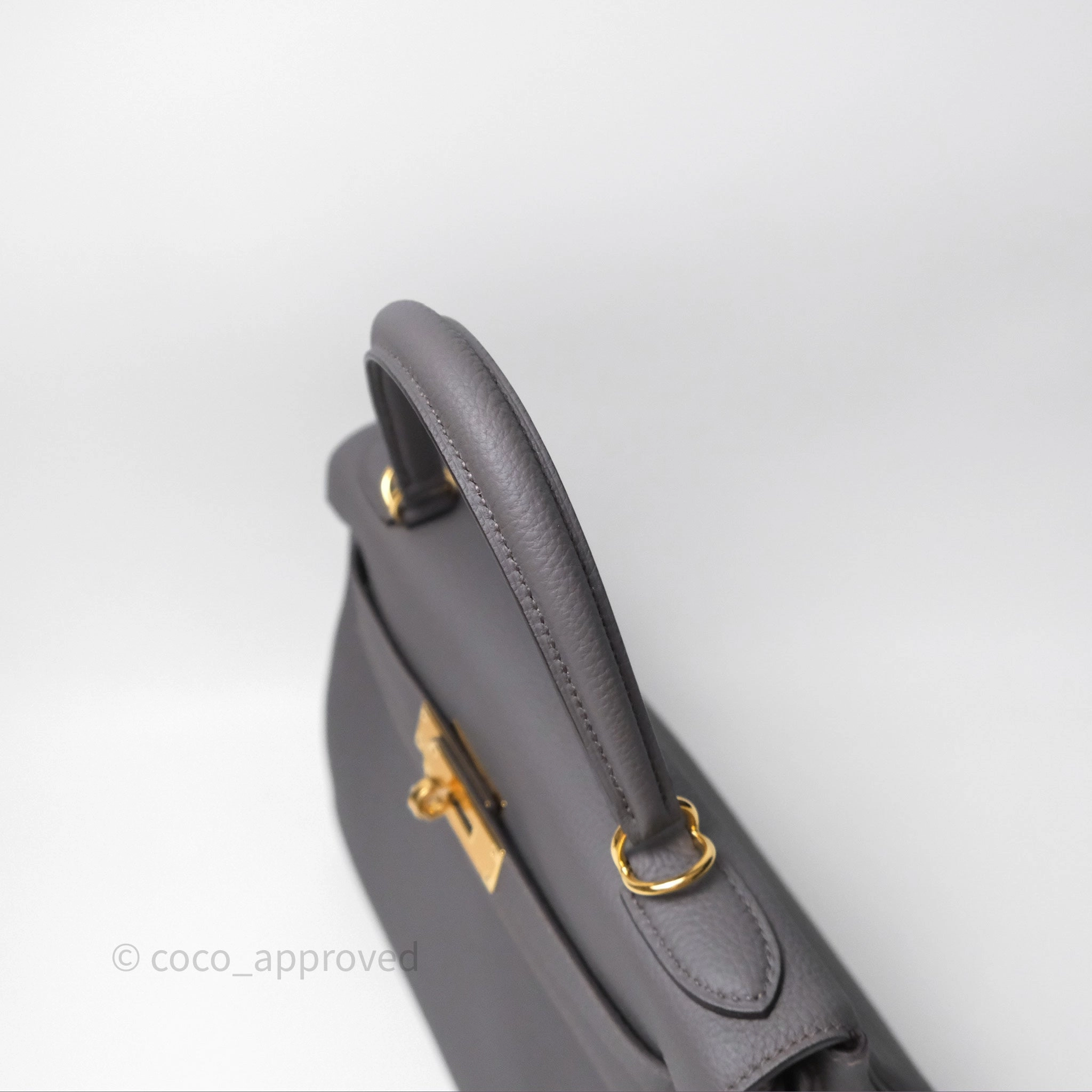 Herms Kelly II 28 Retourne Etain 8F Togo Gold Hardware