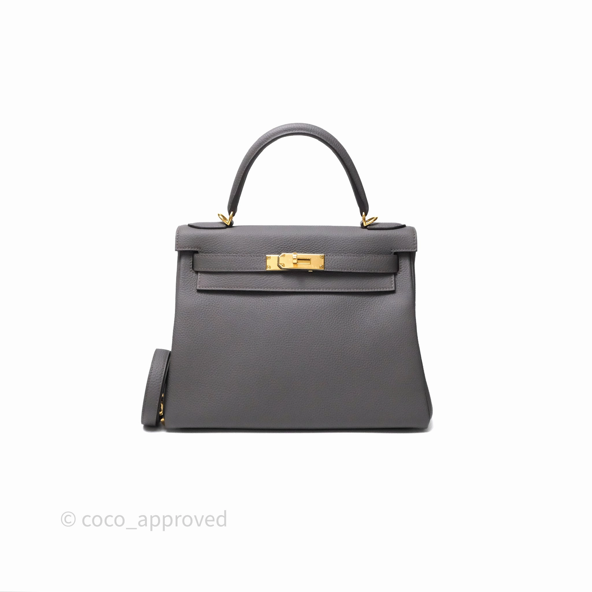 Herms Kelly II 28 Retourne Etain 8F Togo Gold Hardware