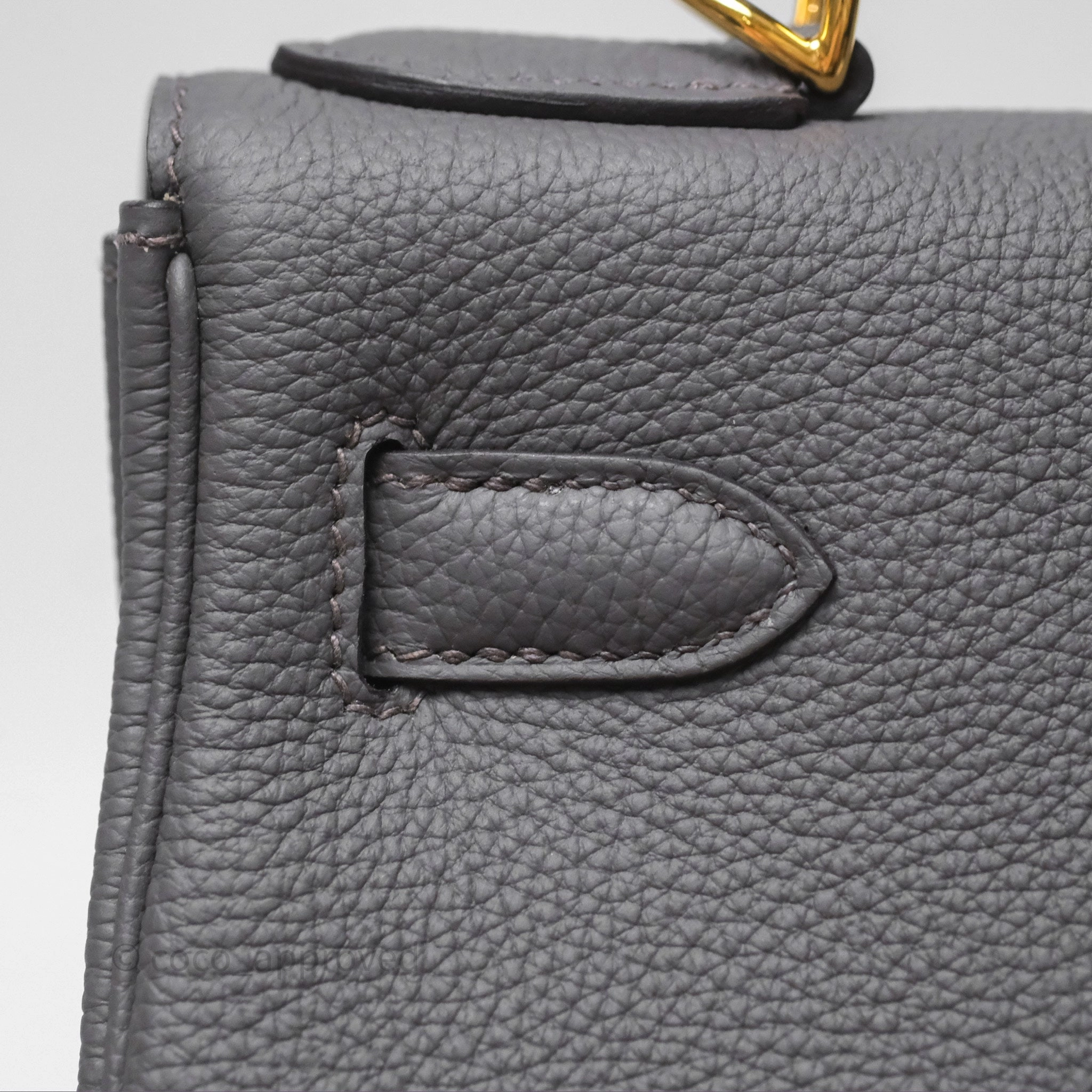 Herms Kelly II 28 Retourne Etain 8F Togo Gold Hardware