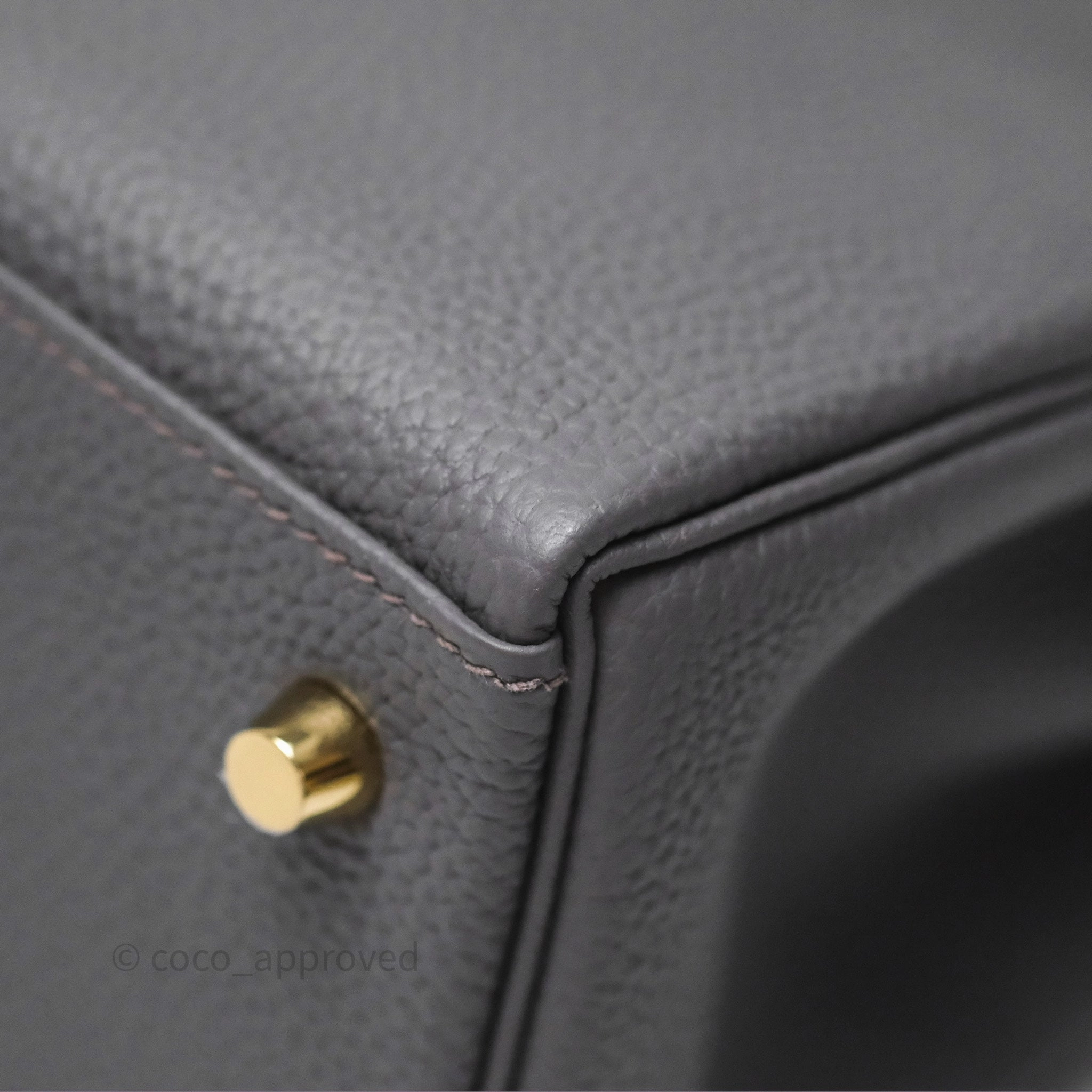Herms Kelly II 28 Retourne Etain 8F Togo Gold Hardware