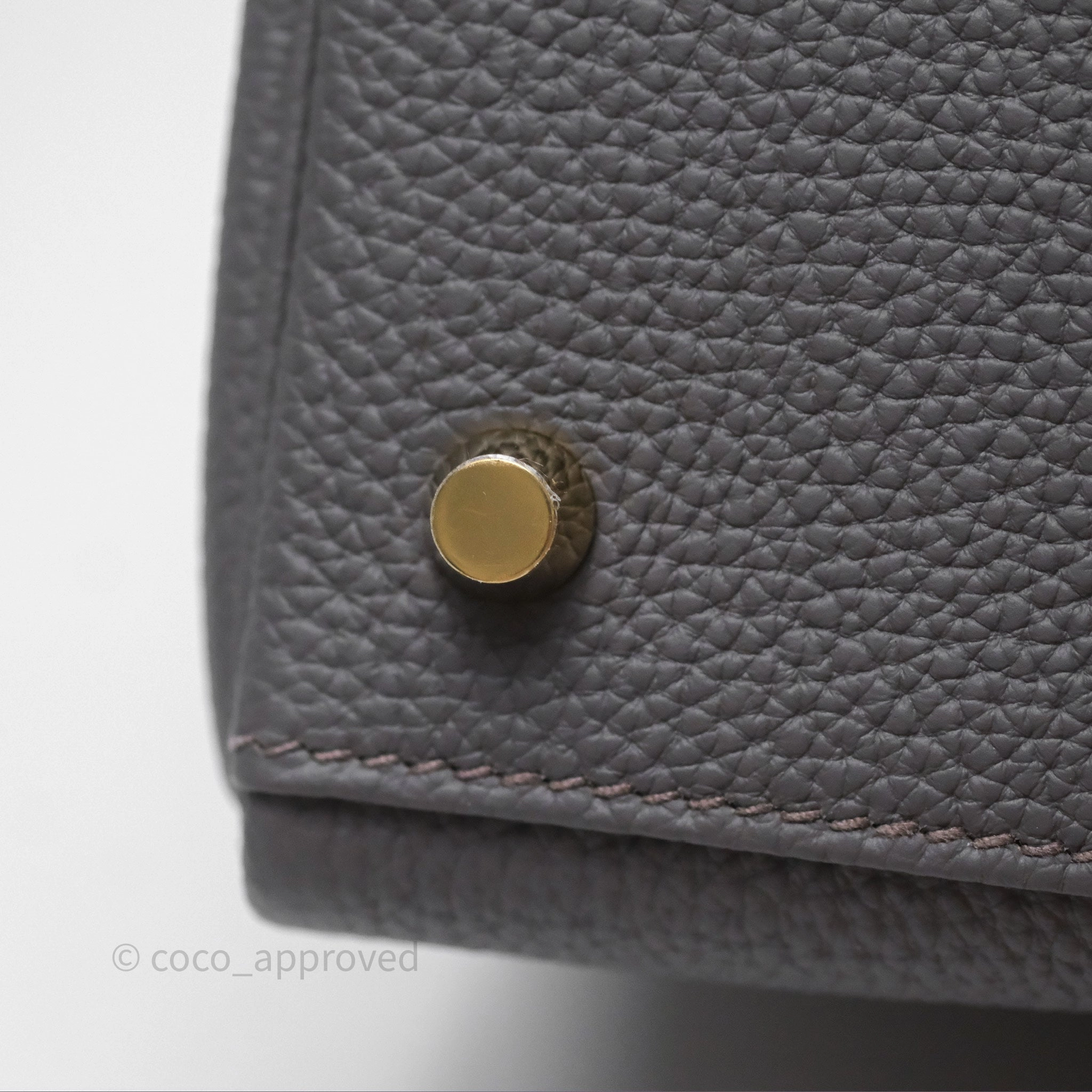 Herms Kelly II 28 Retourne Etain 8F Togo Gold Hardware