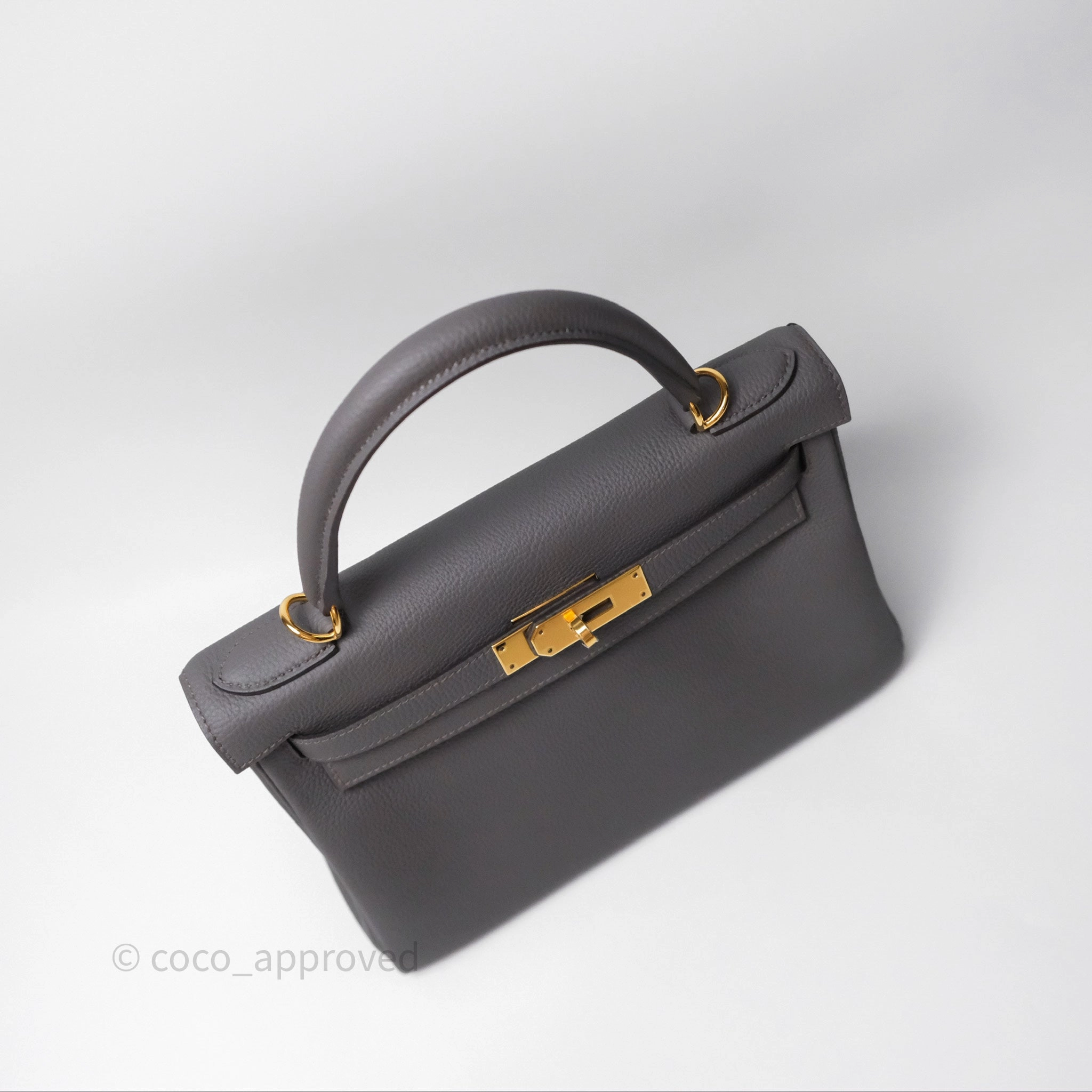 Herms Kelly II 28 Retourne Etain 8F Togo Gold Hardware