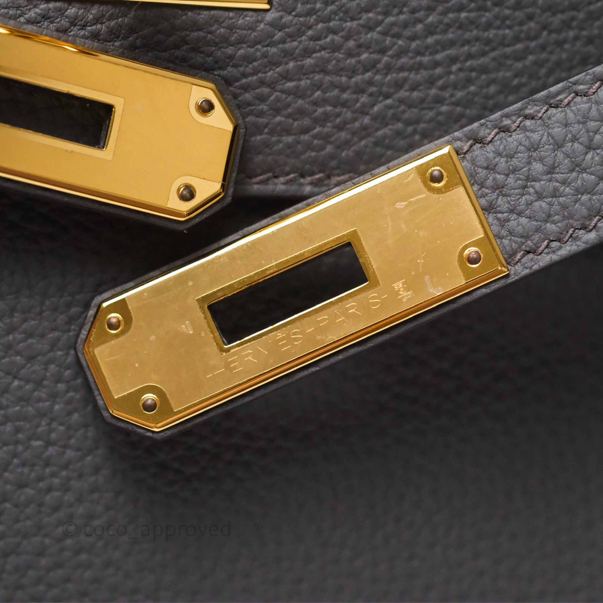 Herms Kelly II 28 Retourne Etain 8F Togo Gold Hardware
