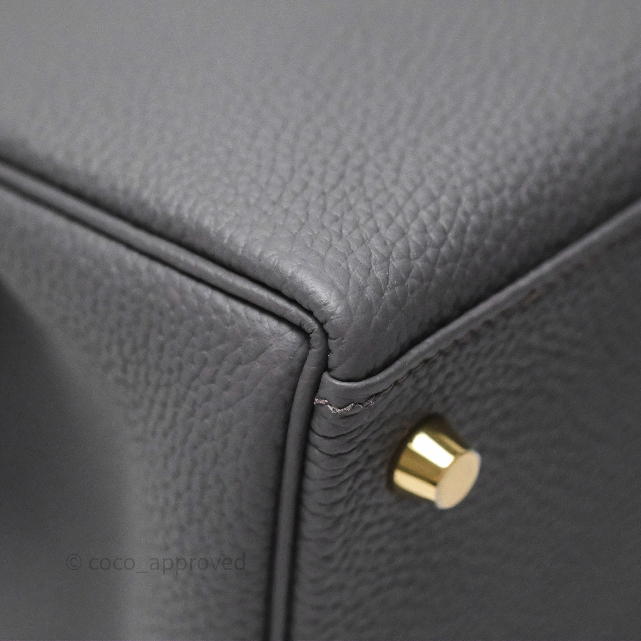 Herms Kelly II 28 Retourne Etain 8F Togo Gold Hardware