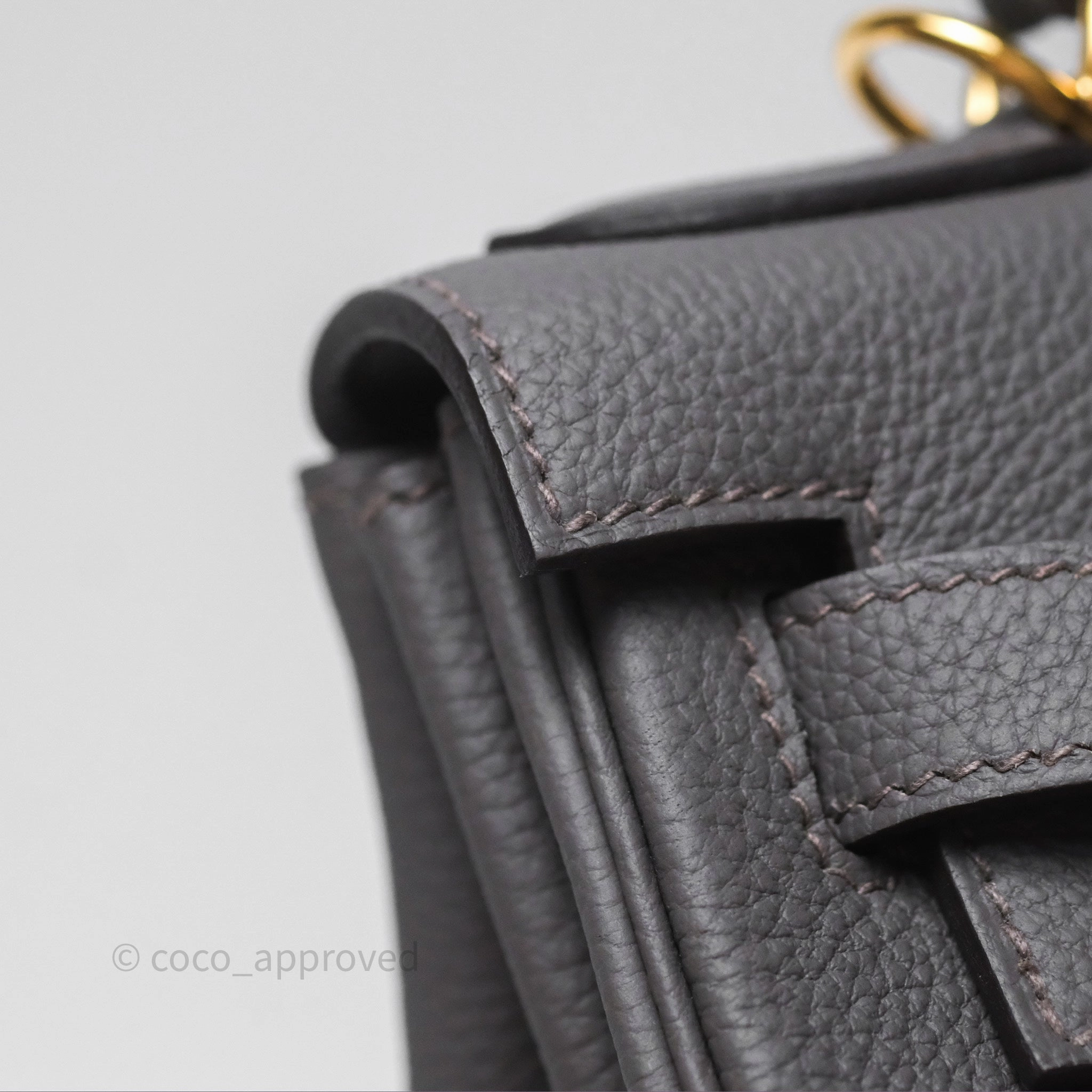 Herms Kelly II 28 Retourne Etain 8F Togo Gold Hardware