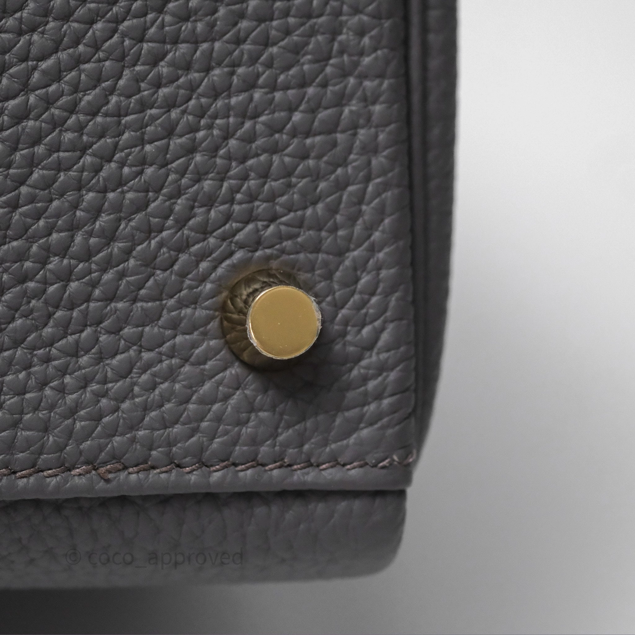 Herms Kelly II 28 Retourne Etain 8F Togo Gold Hardware