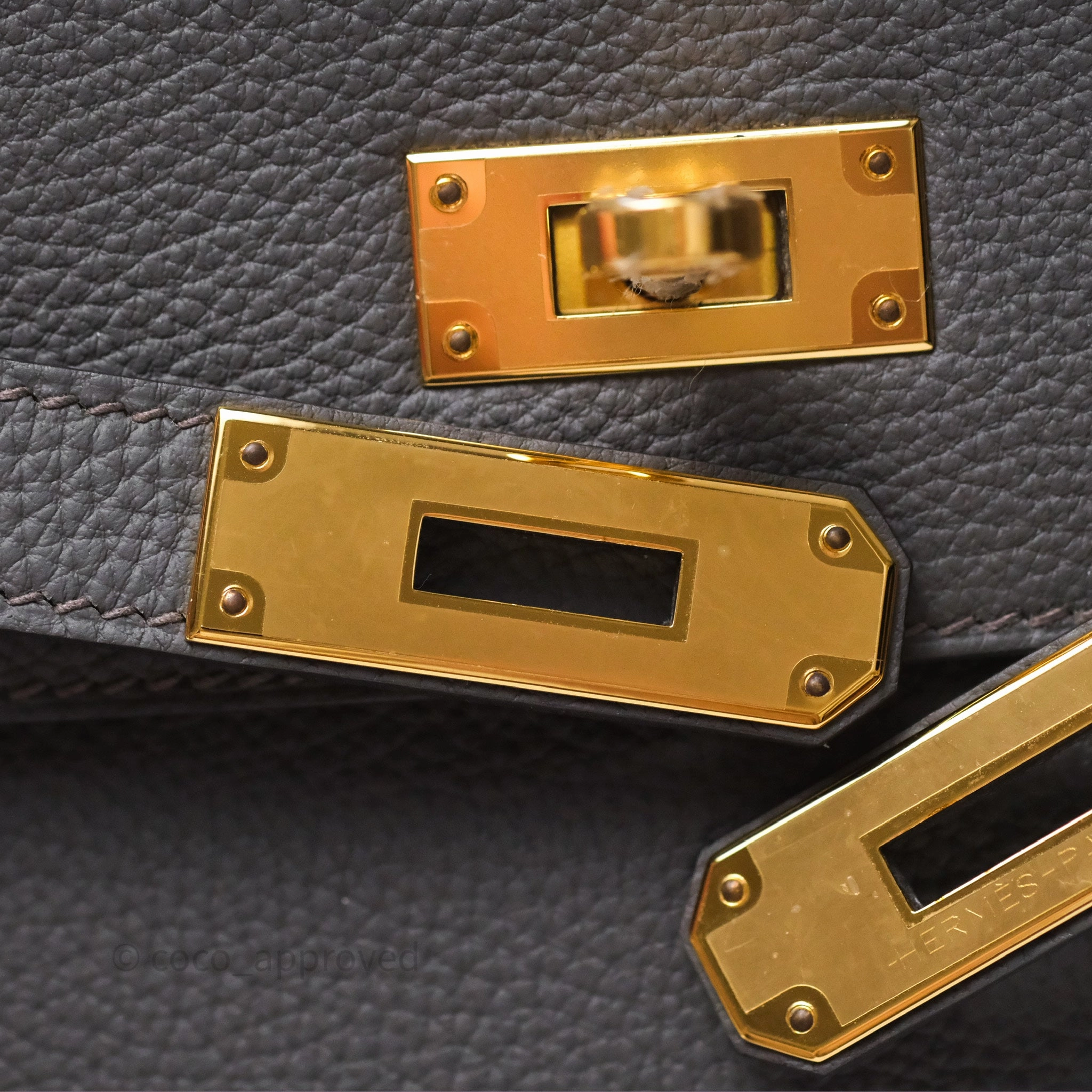 Herms Kelly II 28 Retourne Etain 8F Togo Gold Hardware
