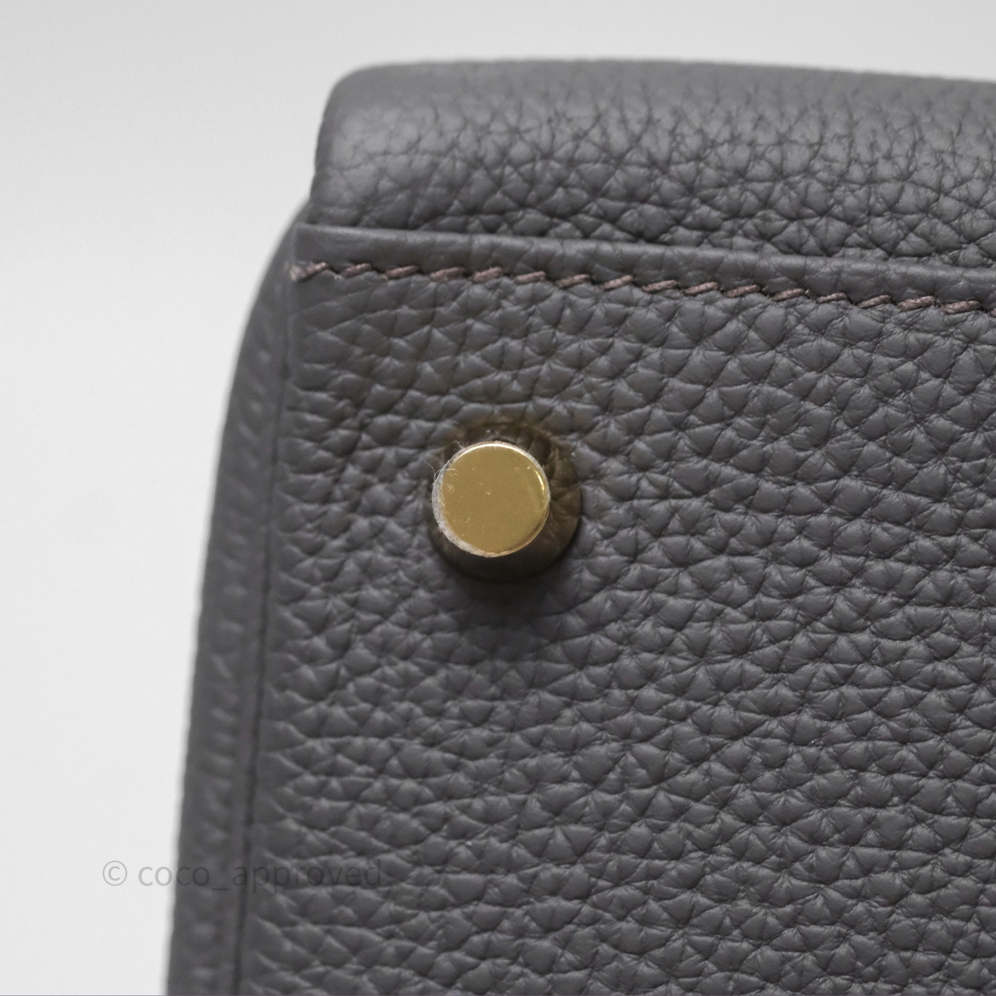 Herms Kelly II 28 Retourne Etain 8F Togo Gold Hardware