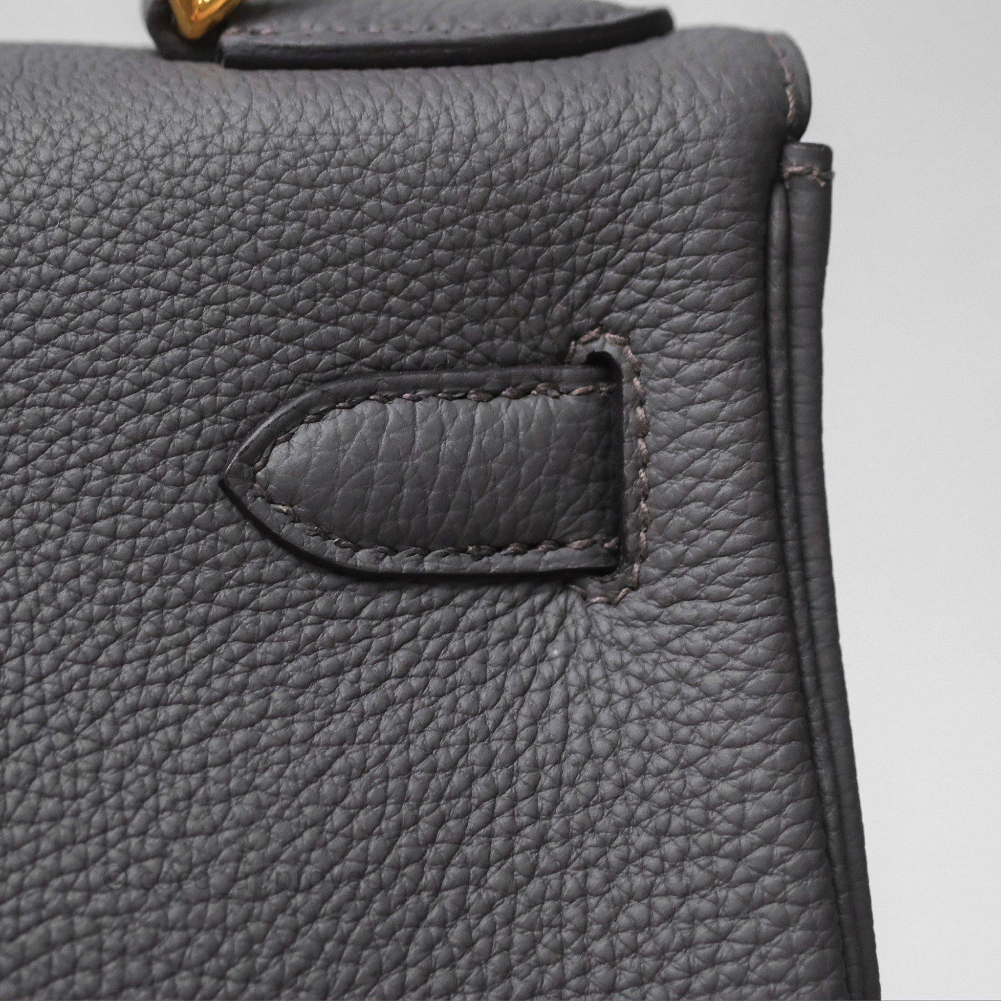 Herms Kelly II 28 Retourne Etain 8F Togo Gold Hardware