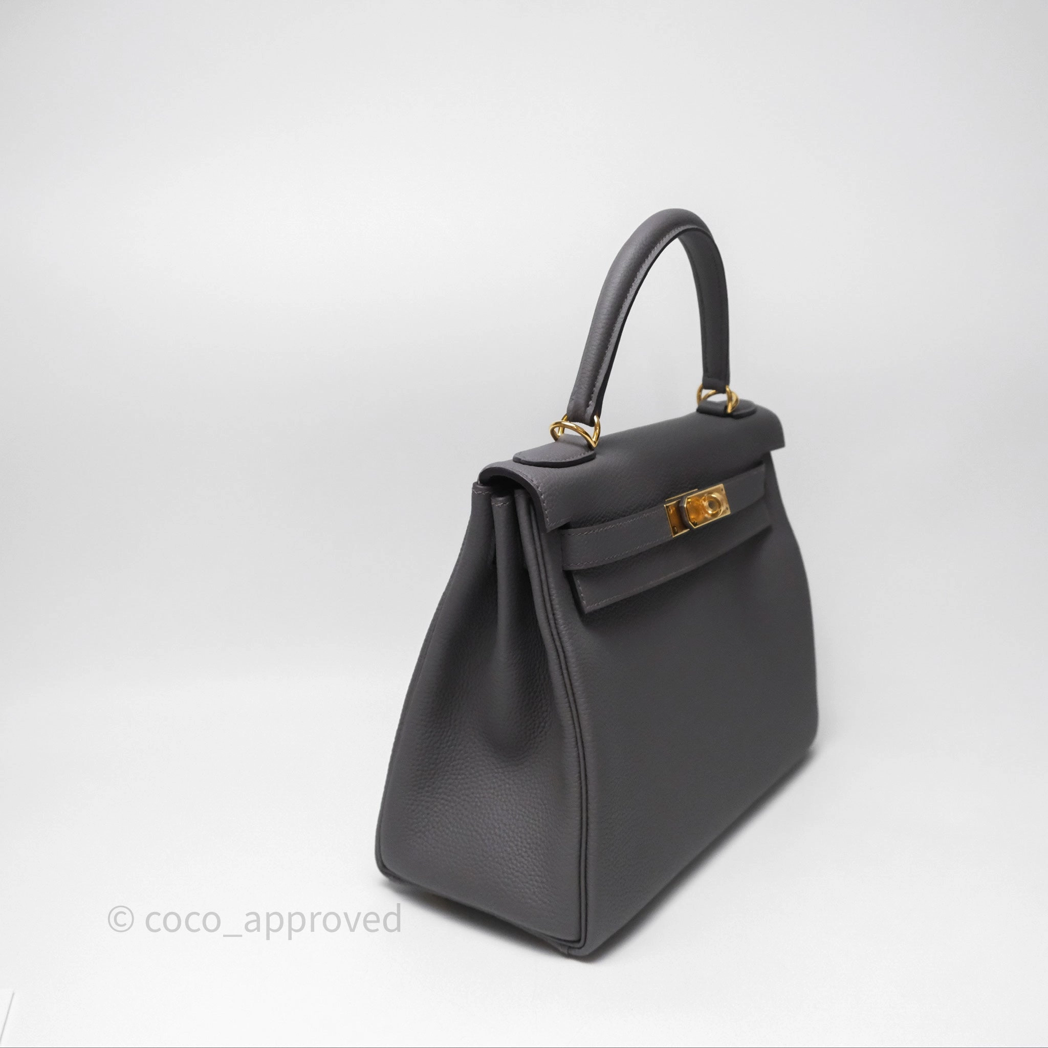 Herms Kelly II 28 Retourne Etain 8F Togo Gold Hardware