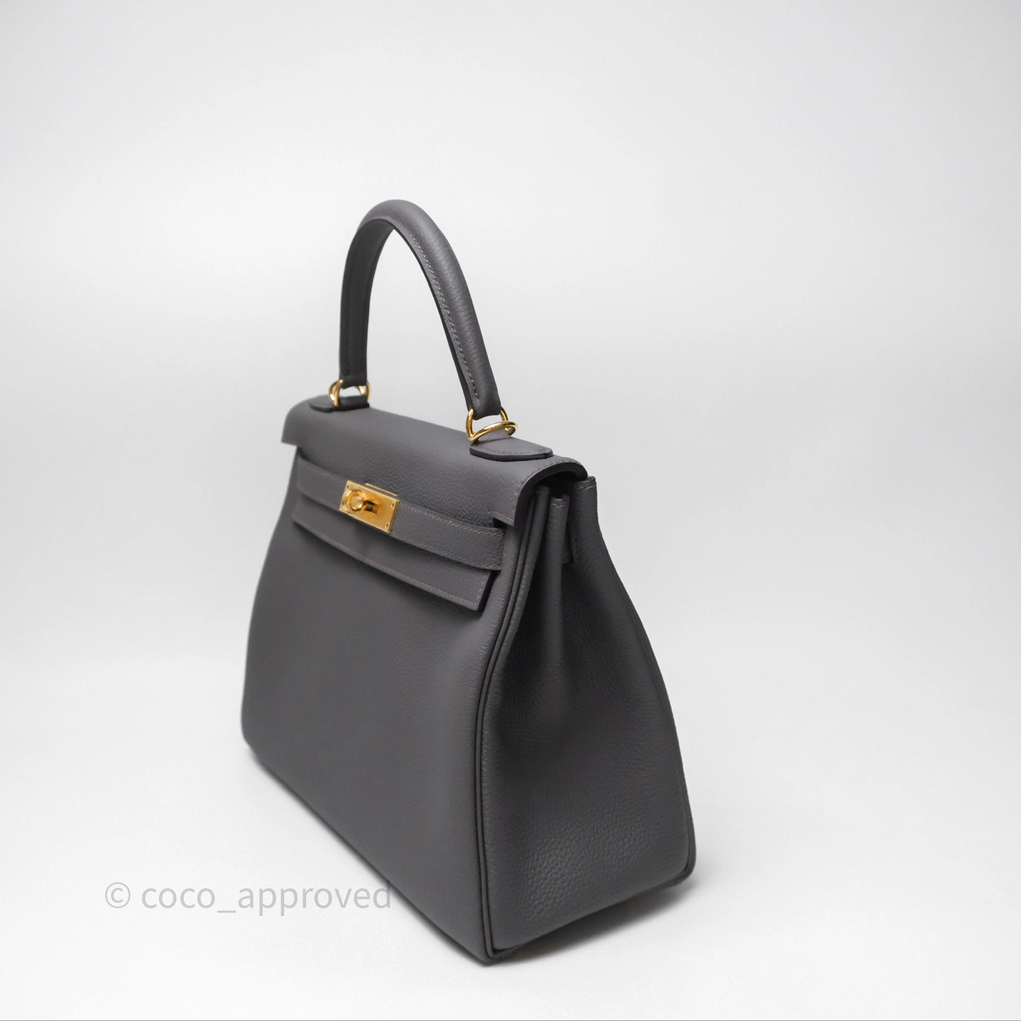 Herms Kelly II 28 Retourne Etain 8F Togo Gold Hardware