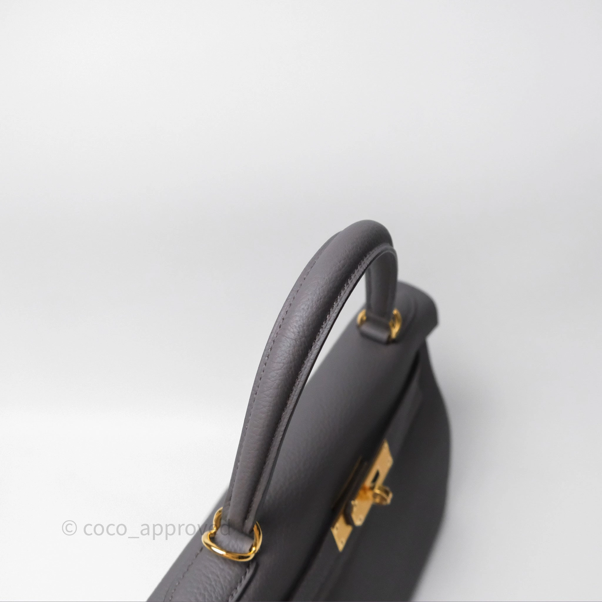Herms Kelly II 28 Retourne Etain 8F Togo Gold Hardware