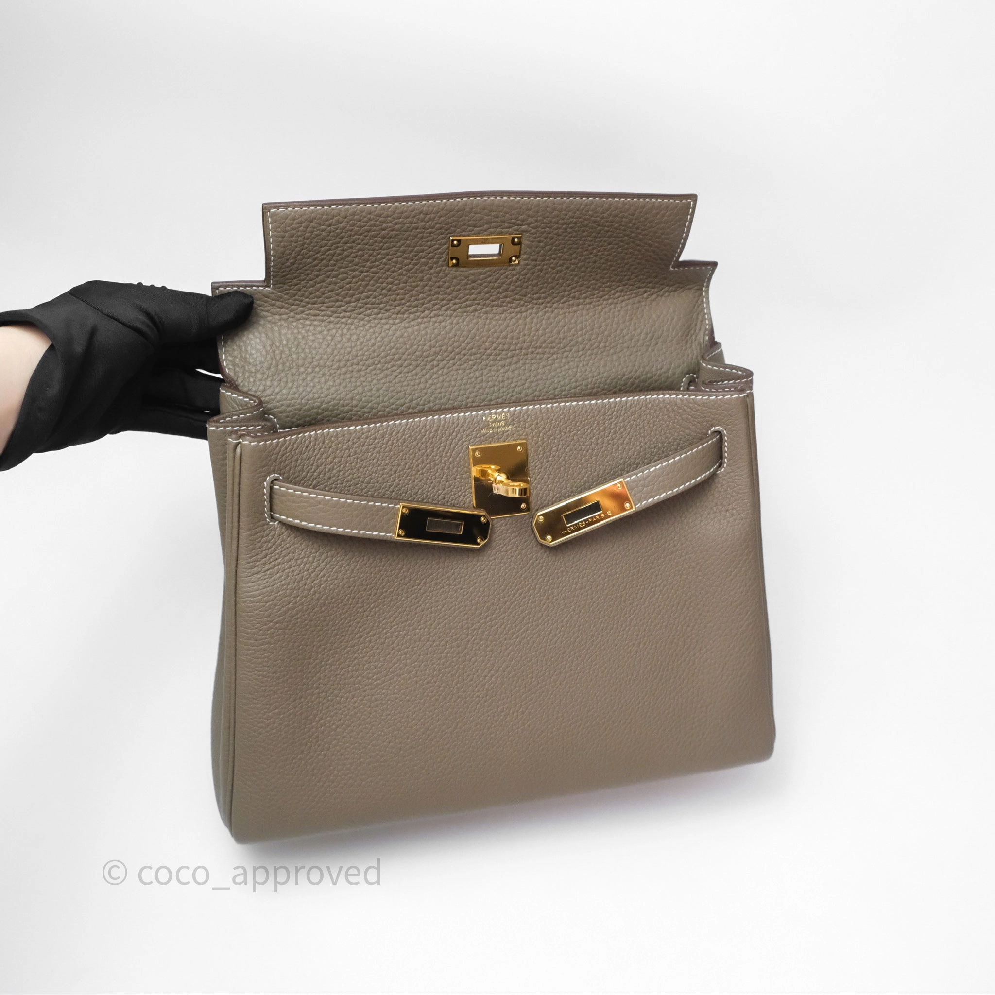 Herms Kelly II 28 Retourne Etoupe 18 Clemence Gold Hardware