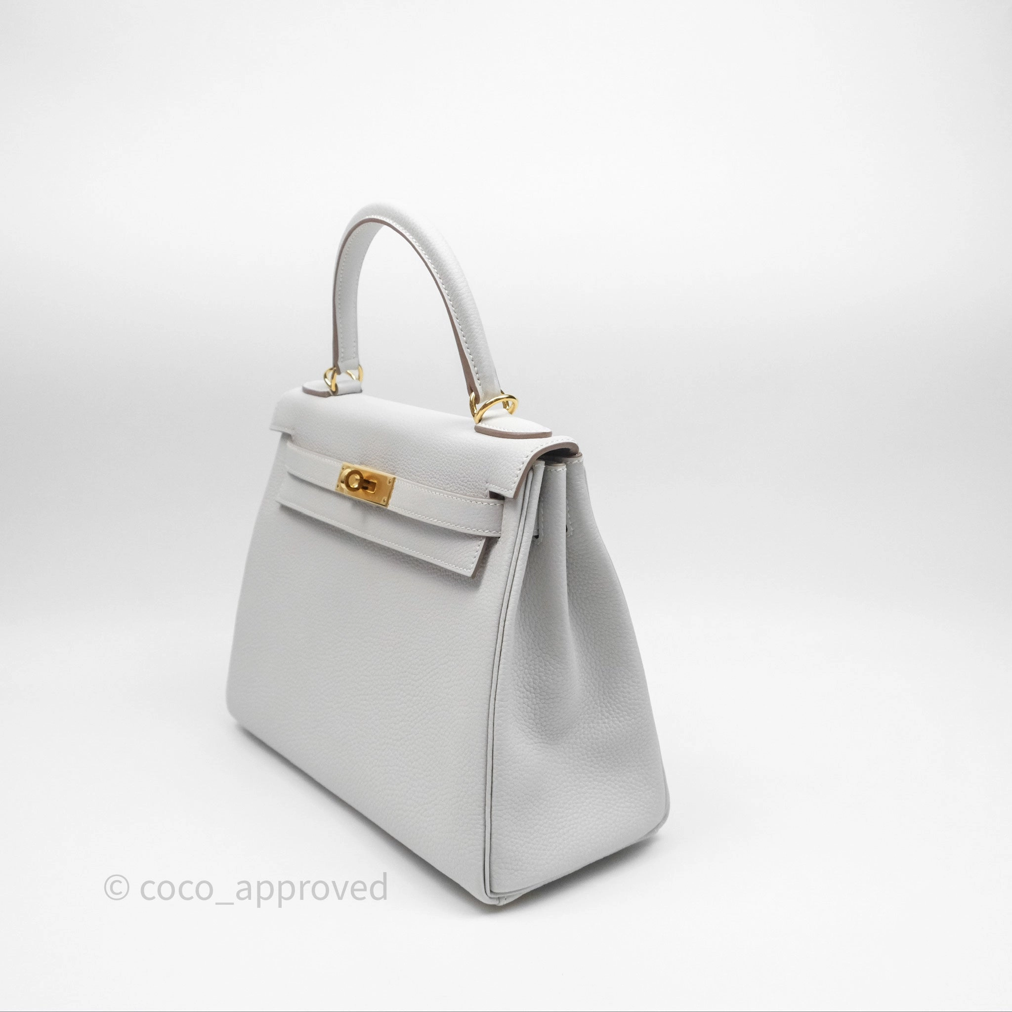 Herms Kelly II 28 Retourne Gris Pale M4 Togo Gold Hardware