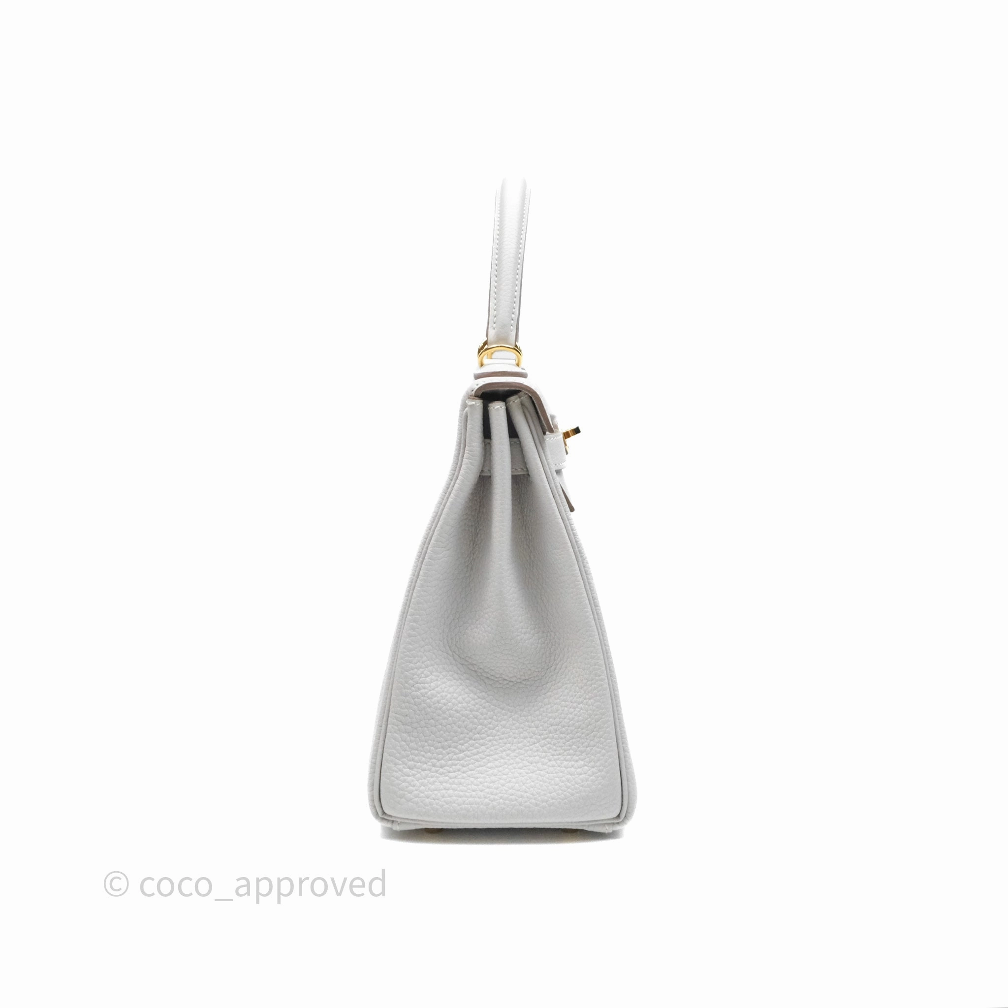 Herms Kelly II 28 Retourne Gris Pale M4 Togo Gold Hardware