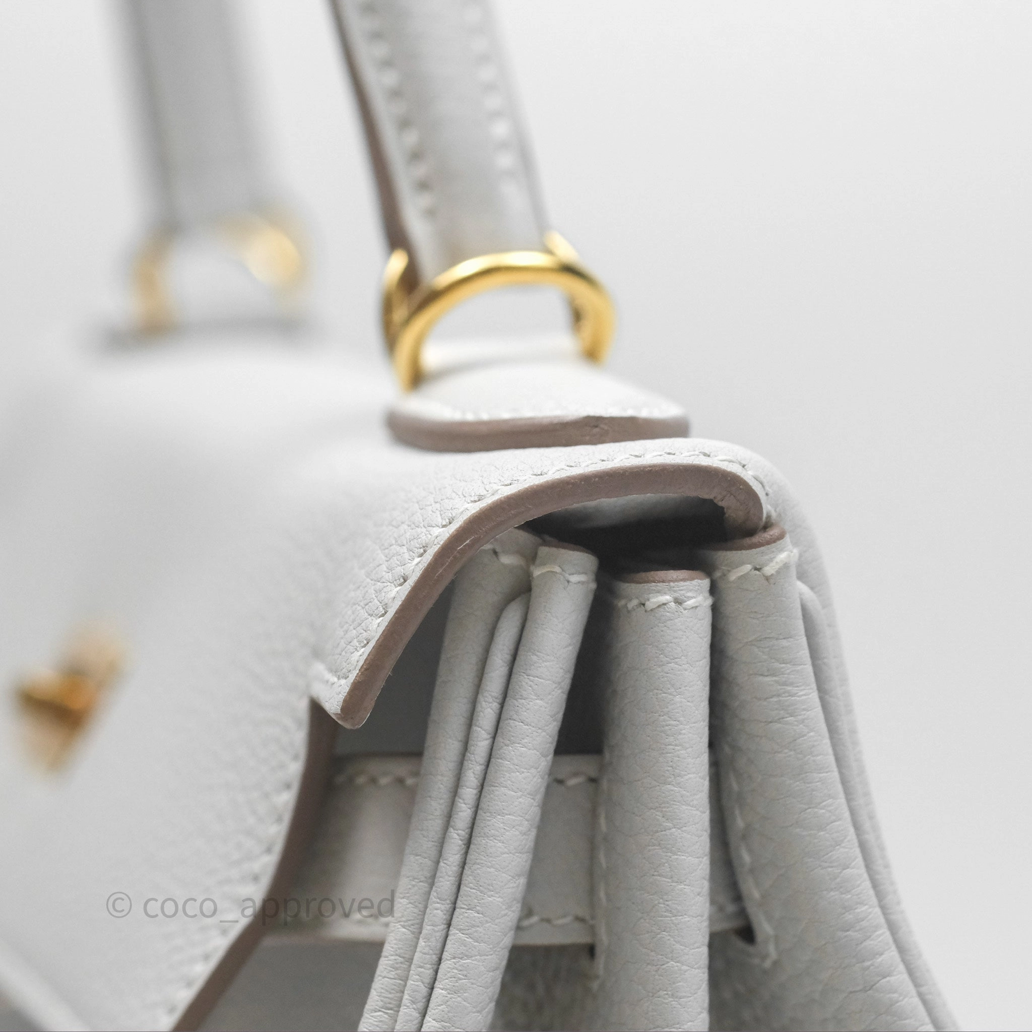 Herms Kelly II 28 Retourne Gris Pale M4 Togo Gold Hardware