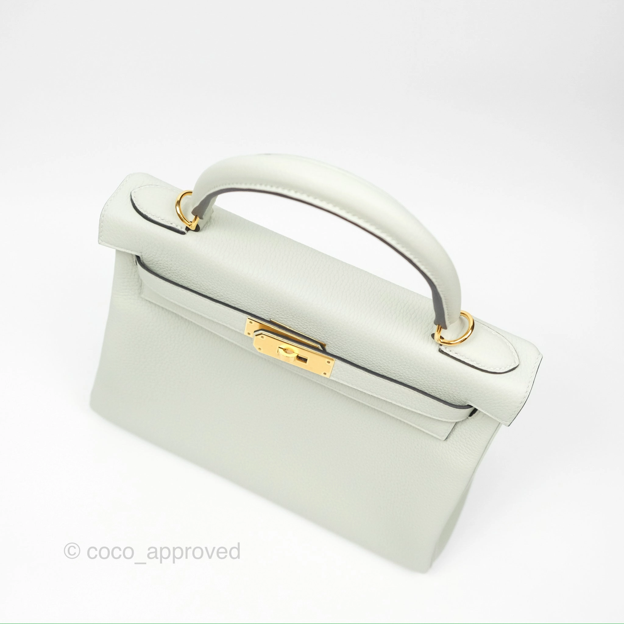 Herms Kelly II 28 Retourne Togo Gris Neve Gold Hardware