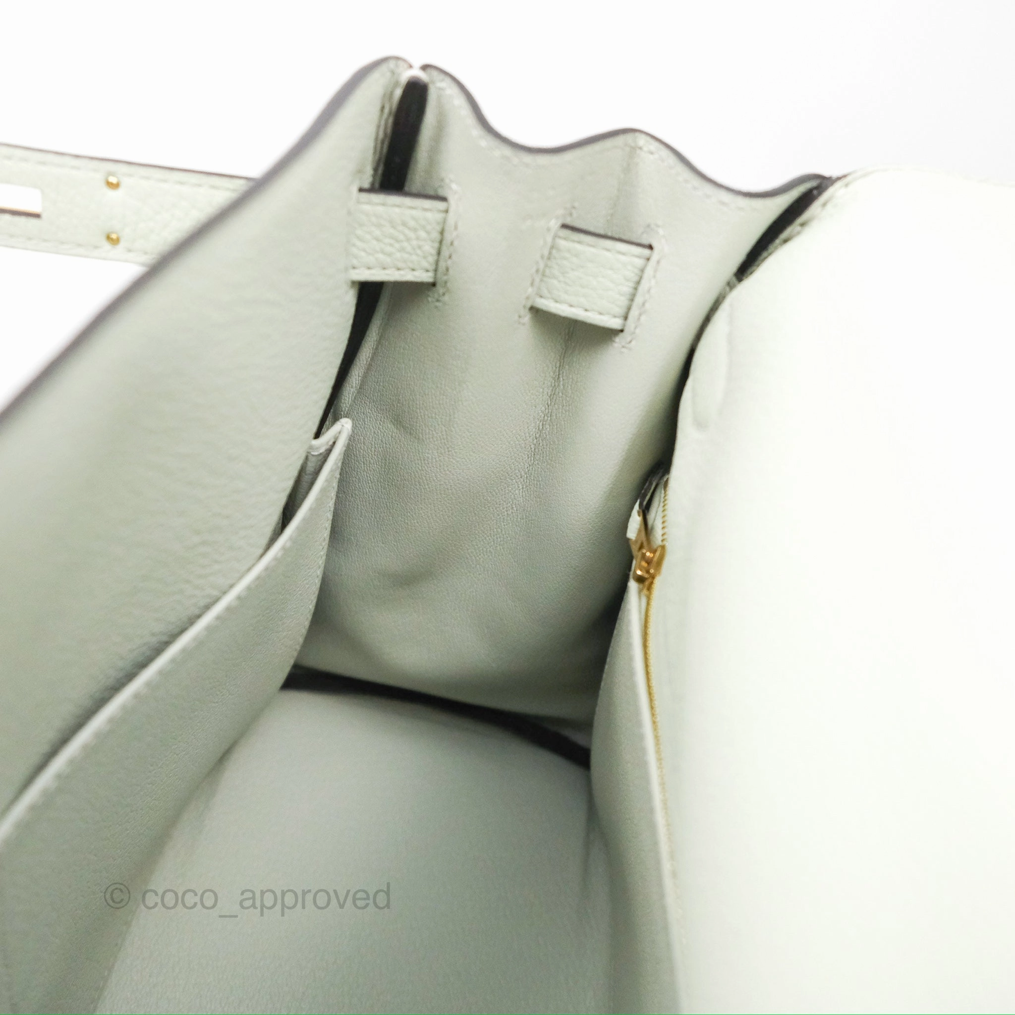 Herms Kelly II 28 Retourne Togo Gris Neve Gold Hardware