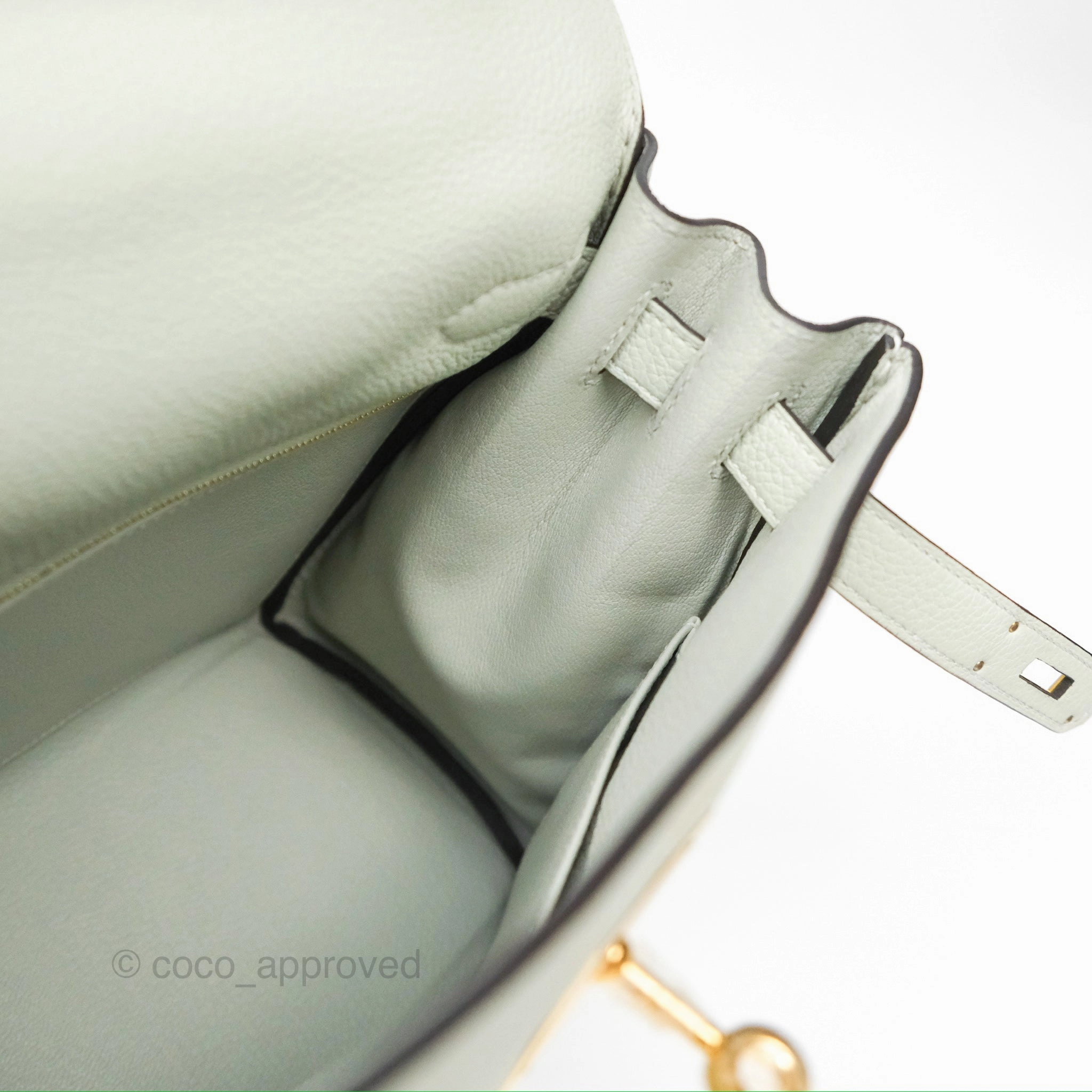 Herms Kelly II 28 Retourne Togo Gris Neve Gold Hardware