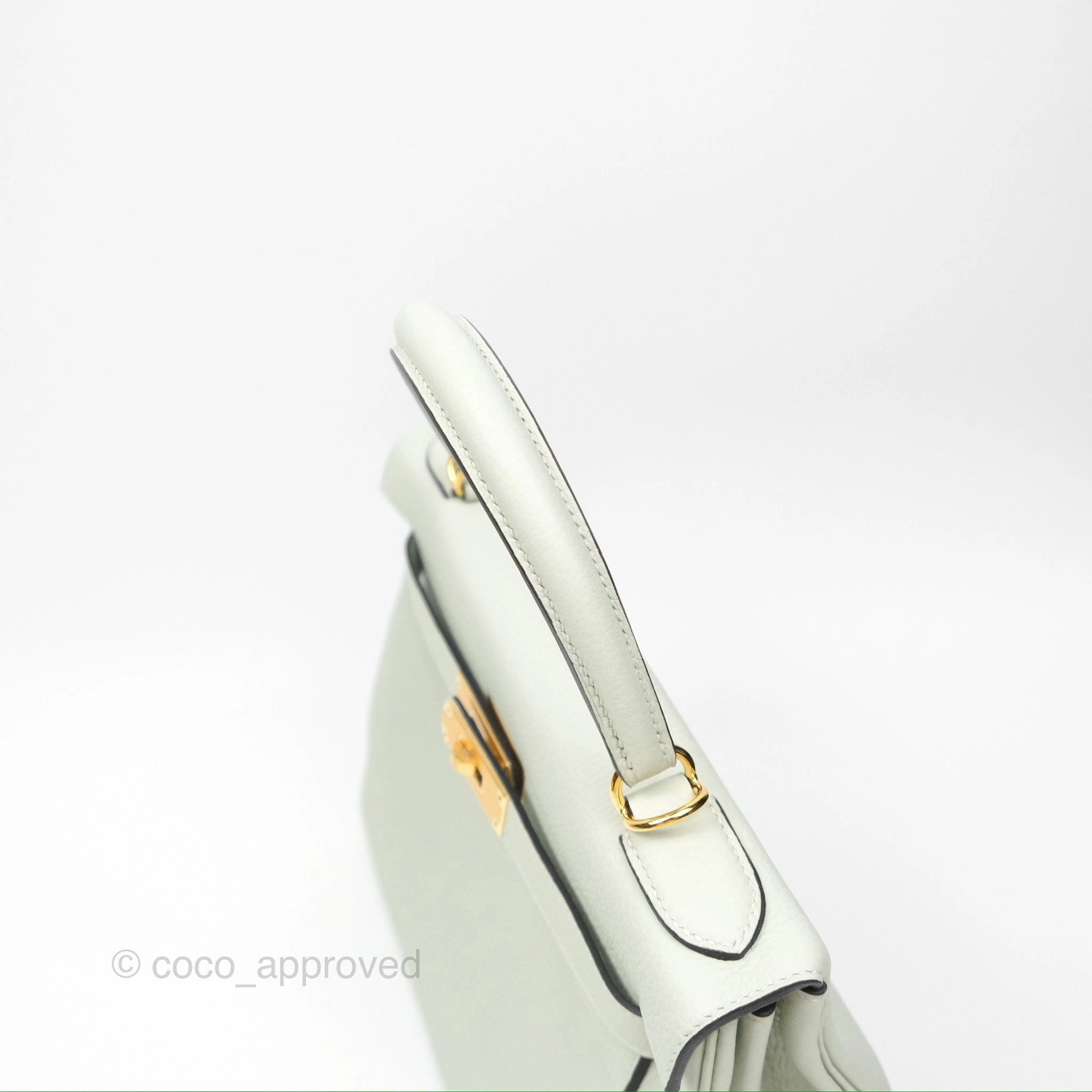 Herms Kelly II 28 Retourne Togo Gris Neve Gold Hardware