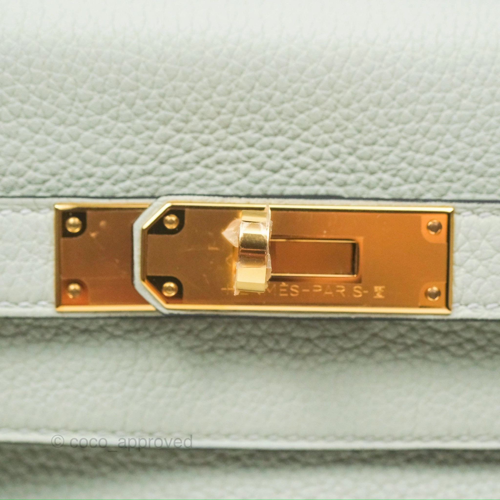 Herms Kelly II 28 Retourne Togo Gris Neve Gold Hardware