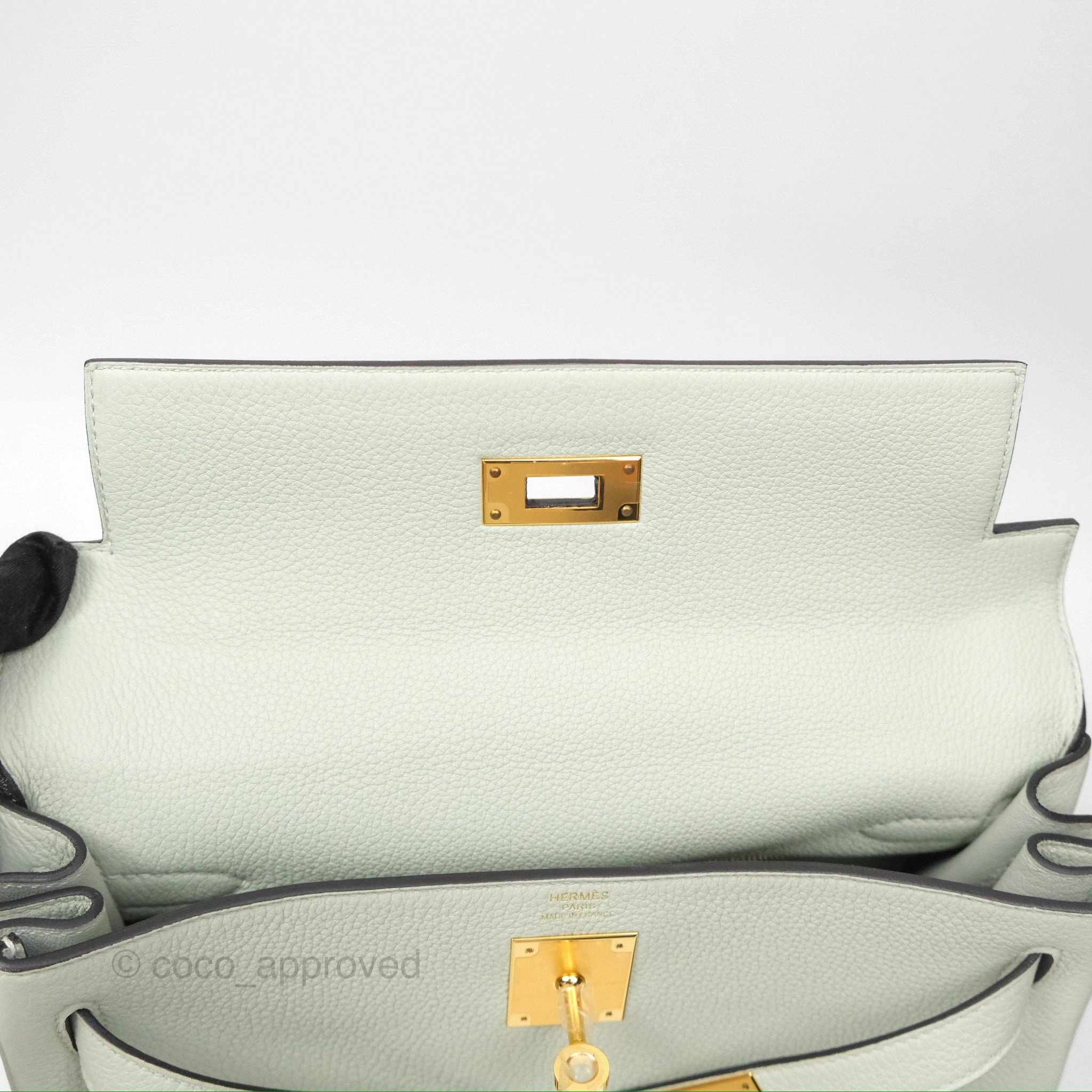 Herms Kelly II 28 Retourne Togo Gris Neve Gold Hardware