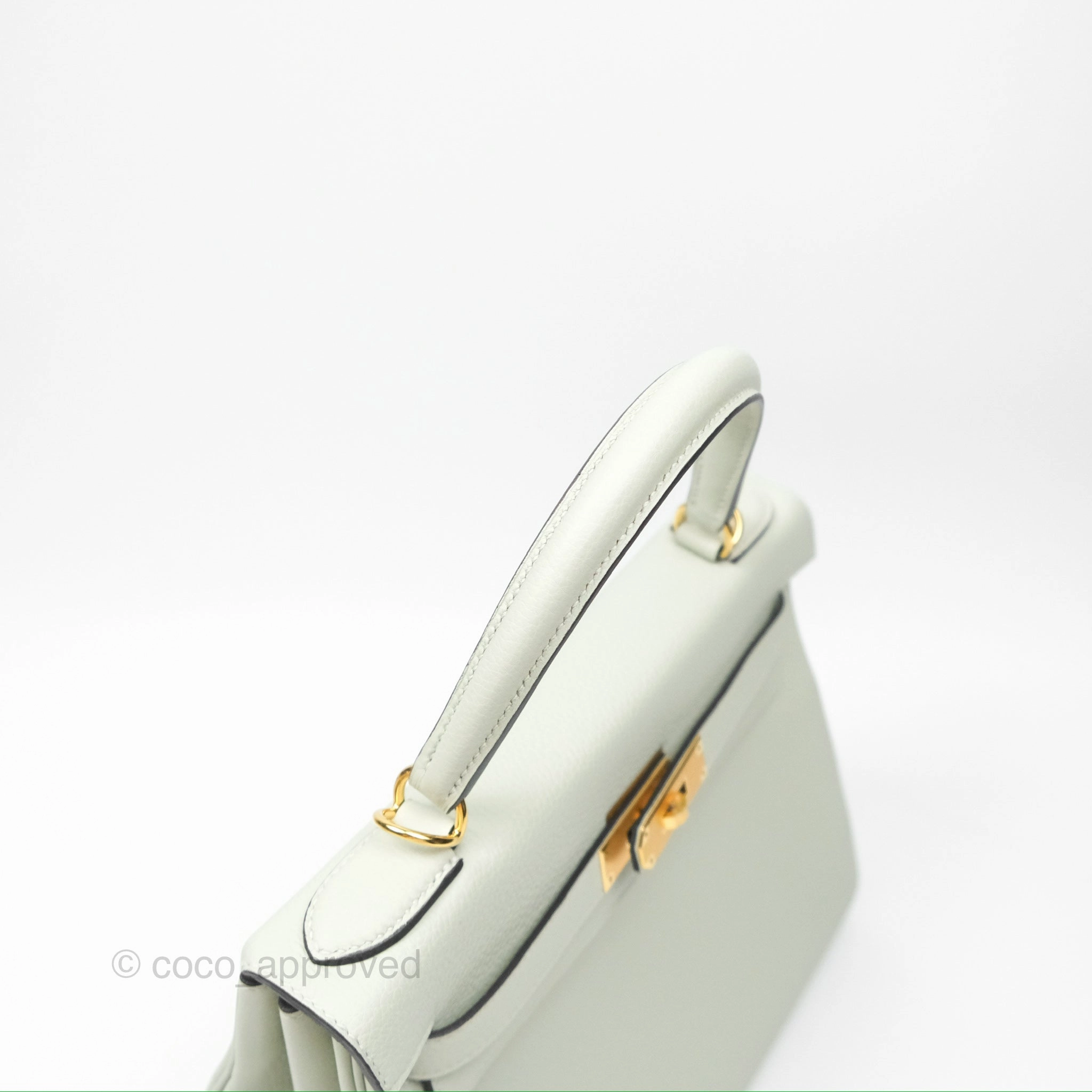 Herms Kelly II 28 Retourne Togo Gris Neve Gold Hardware