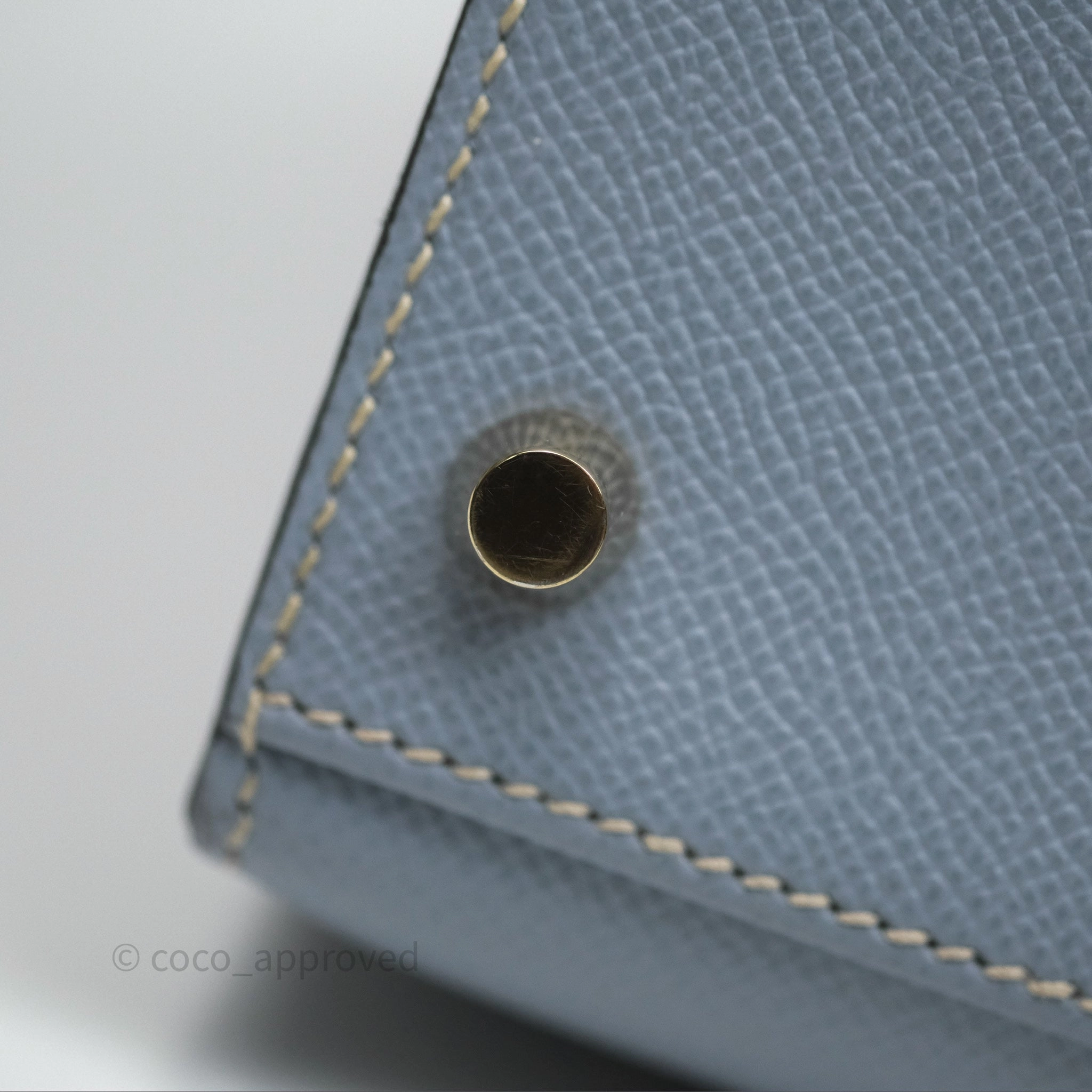 Herms Kelly II 28 Sellier Bleu Lin J7 Epsom Gold Hardware