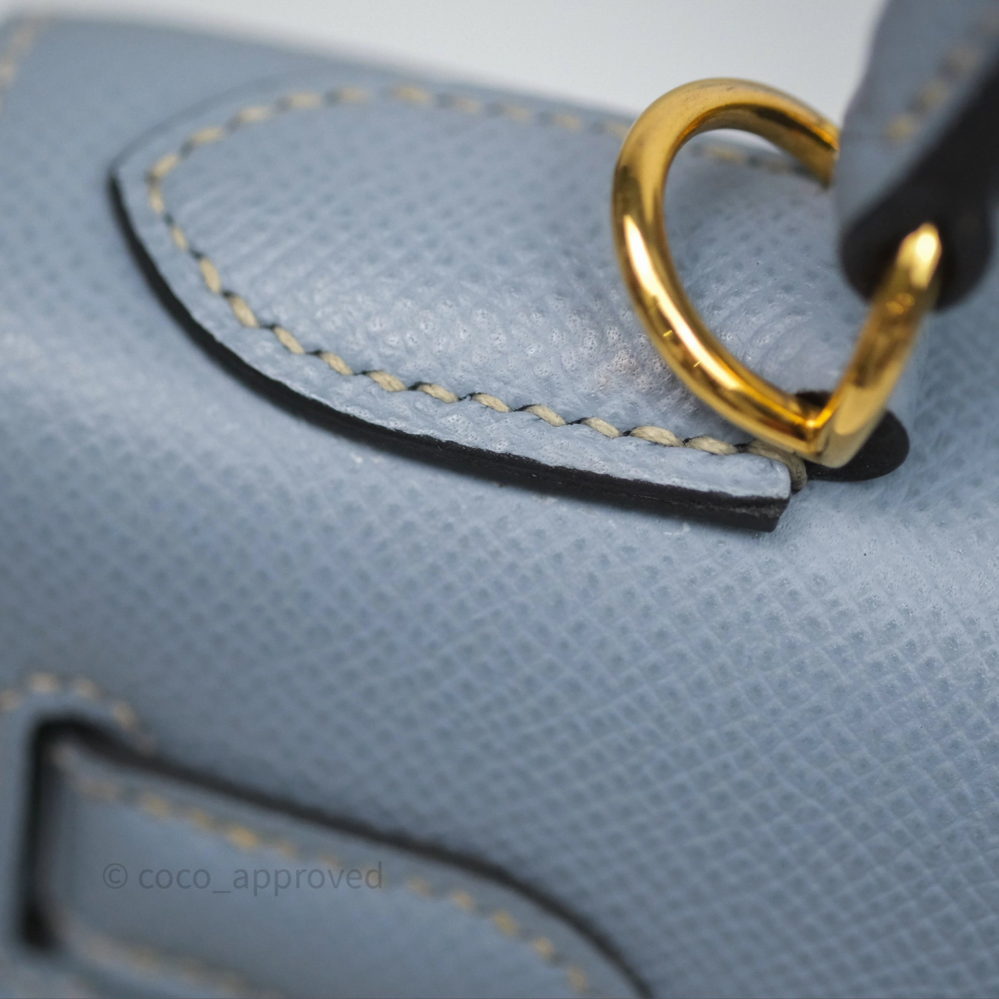 Herms Kelly II 28 Sellier Bleu Lin J7 Epsom Gold Hardware