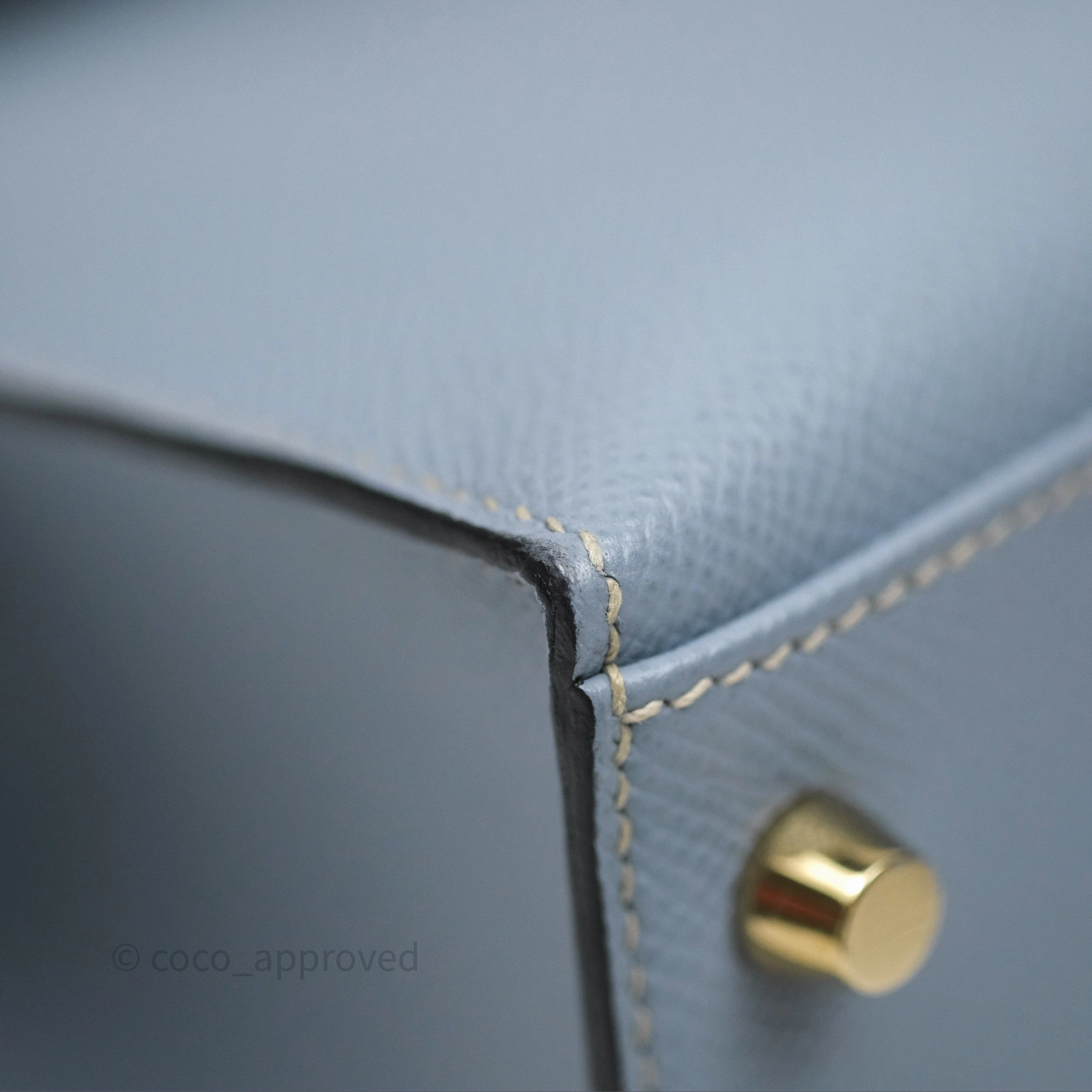 Herms Kelly II 28 Sellier Bleu Lin J7 Epsom Gold Hardware