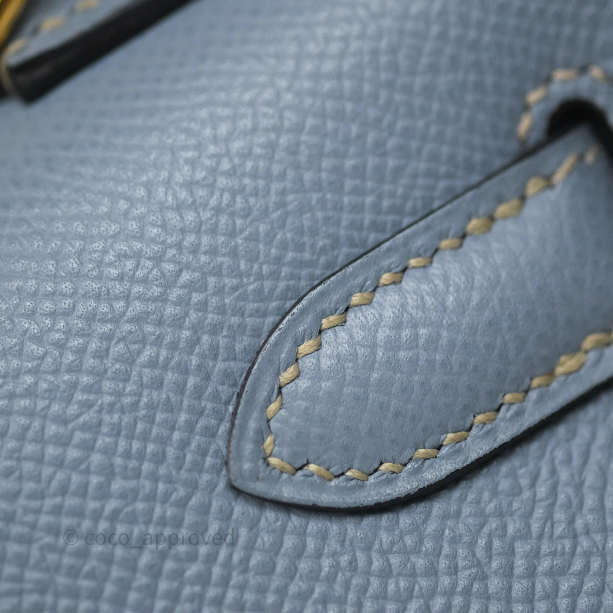 Herms Kelly II 28 Sellier Bleu Lin J7 Epsom Gold Hardware