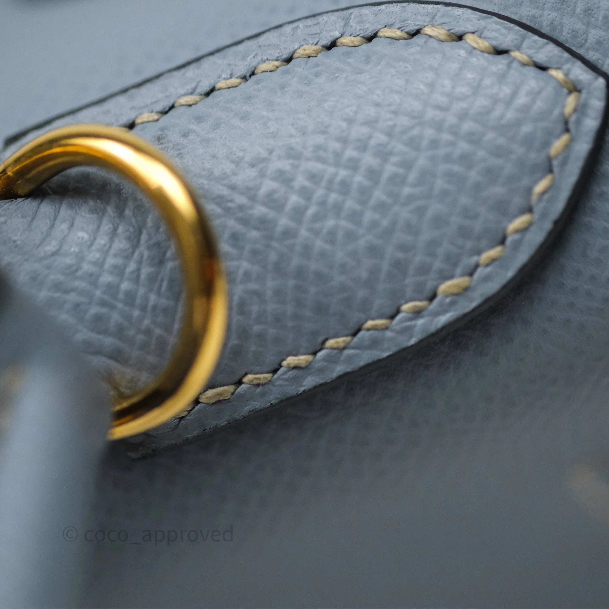 Herms Kelly II 28 Sellier Bleu Lin J7 Epsom Gold Hardware
