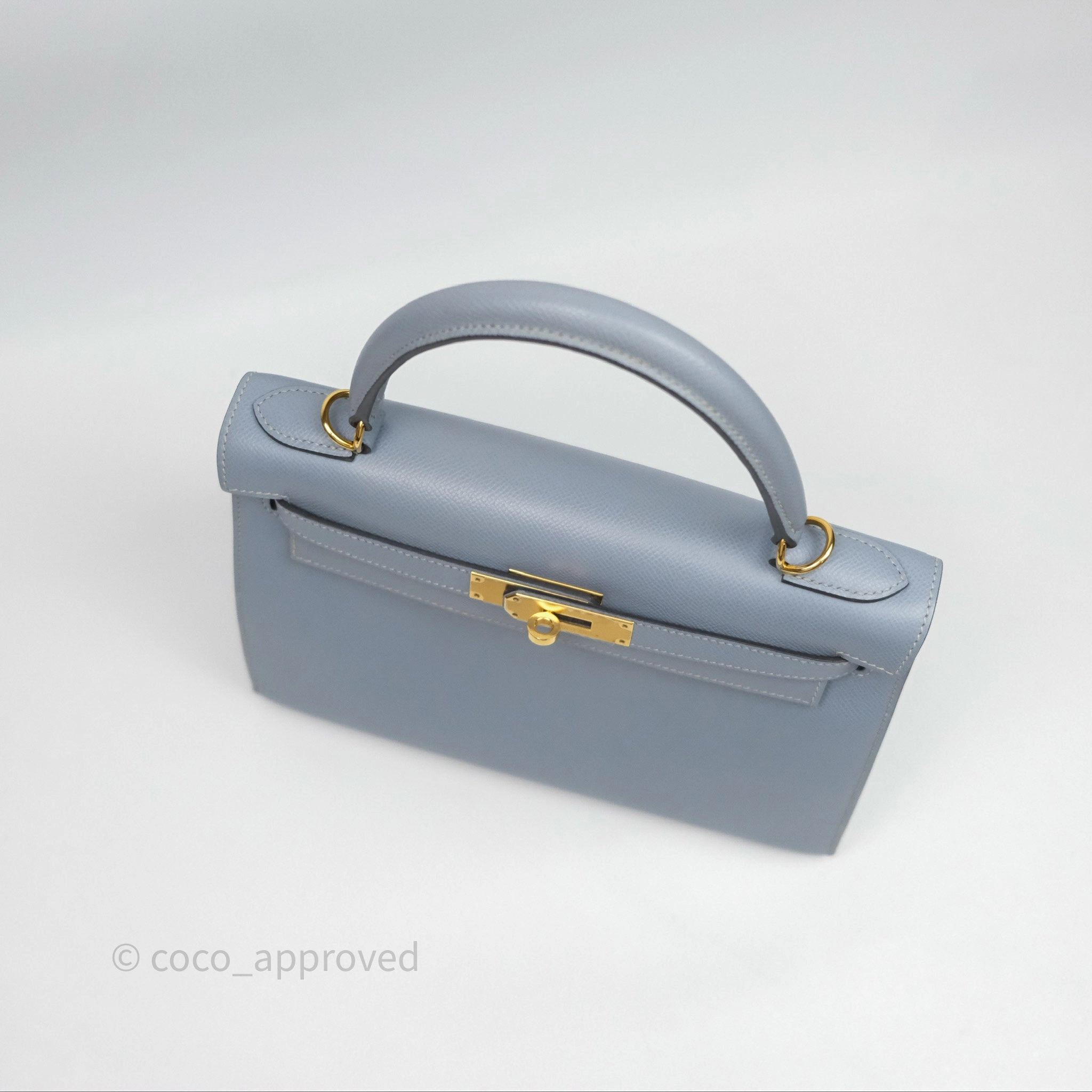 Herms Kelly II 28 Sellier Bleu Lin J7 Epsom Gold Hardware