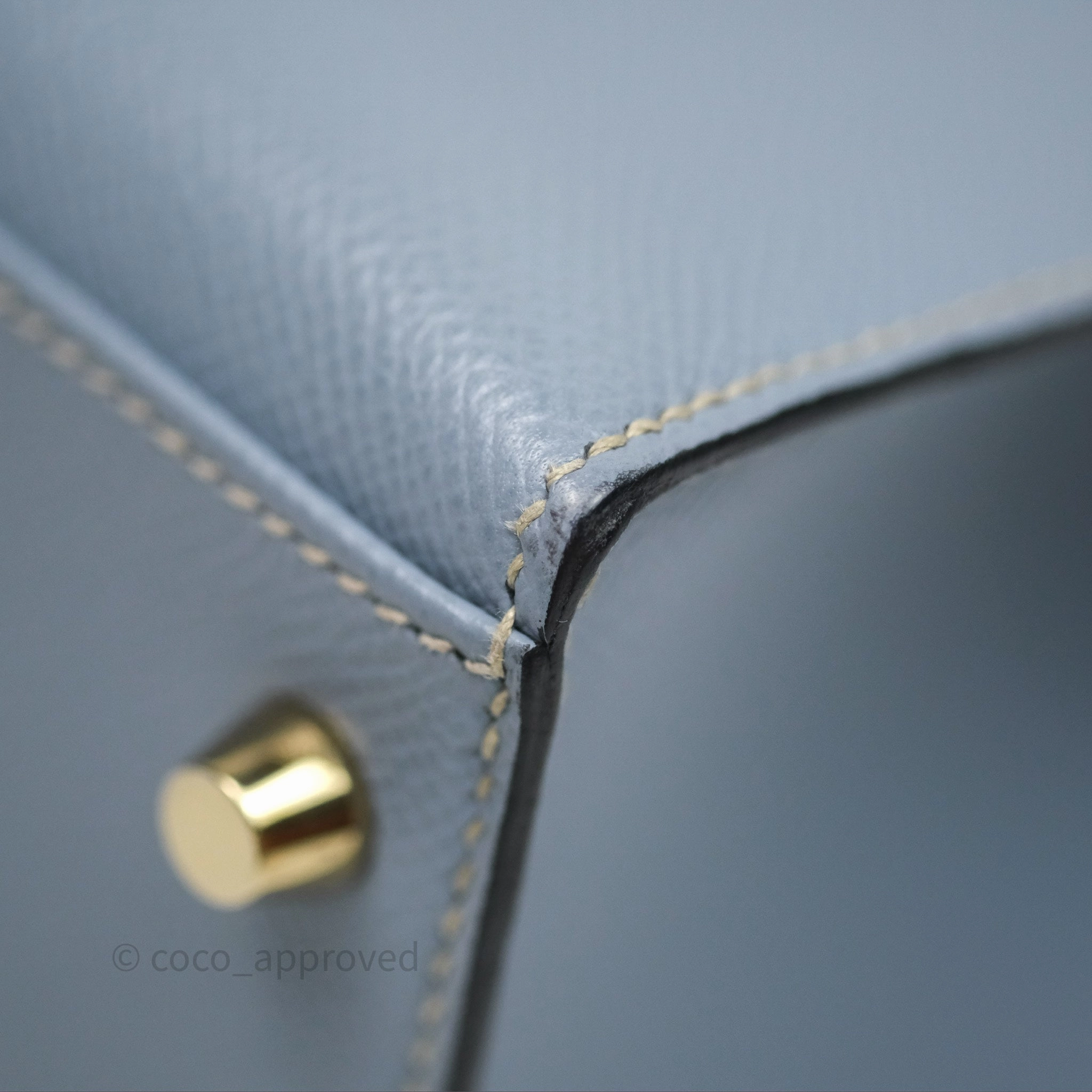 Herms Kelly II 28 Sellier Bleu Lin J7 Epsom Gold Hardware