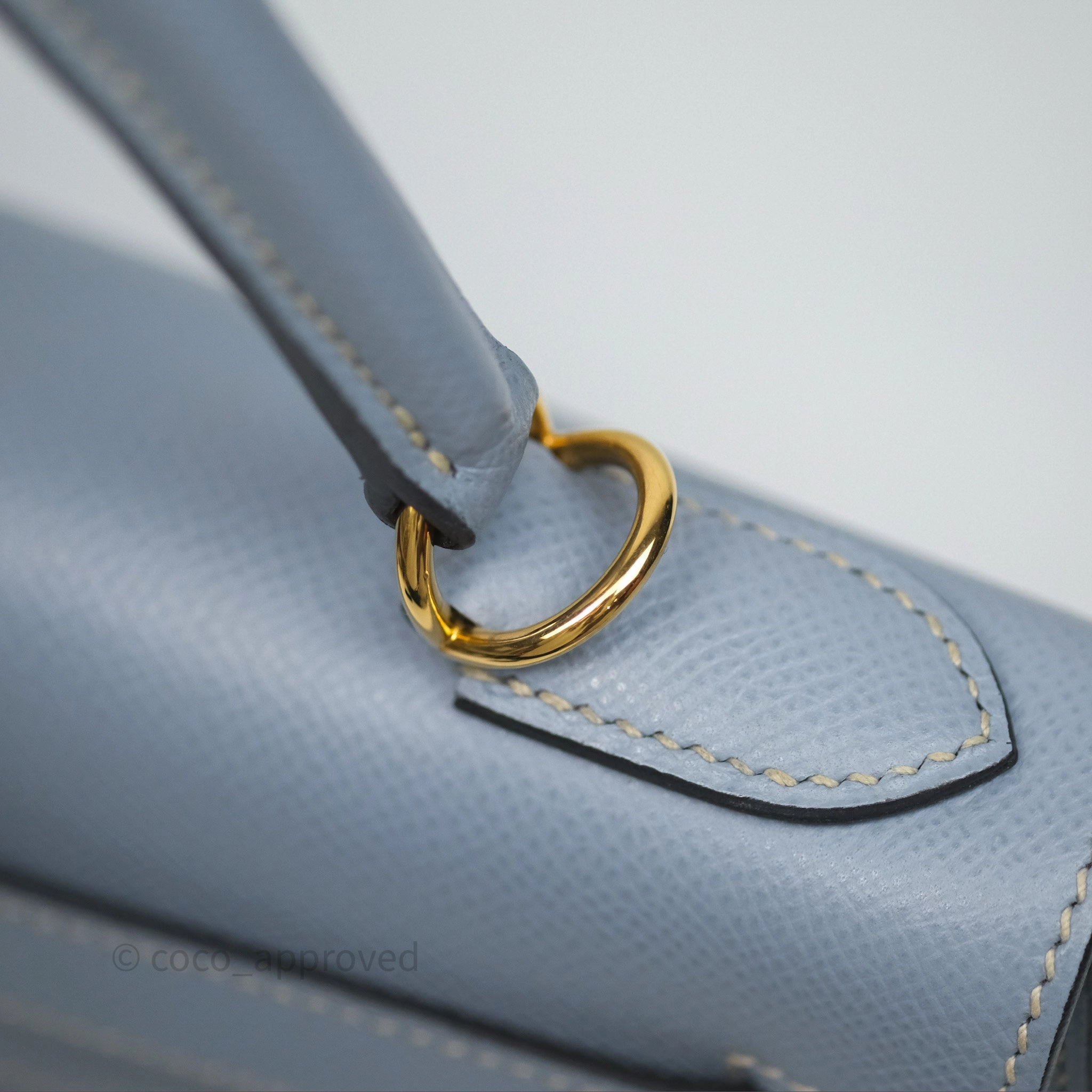 Herms Kelly II 28 Sellier Bleu Lin J7 Epsom Gold Hardware