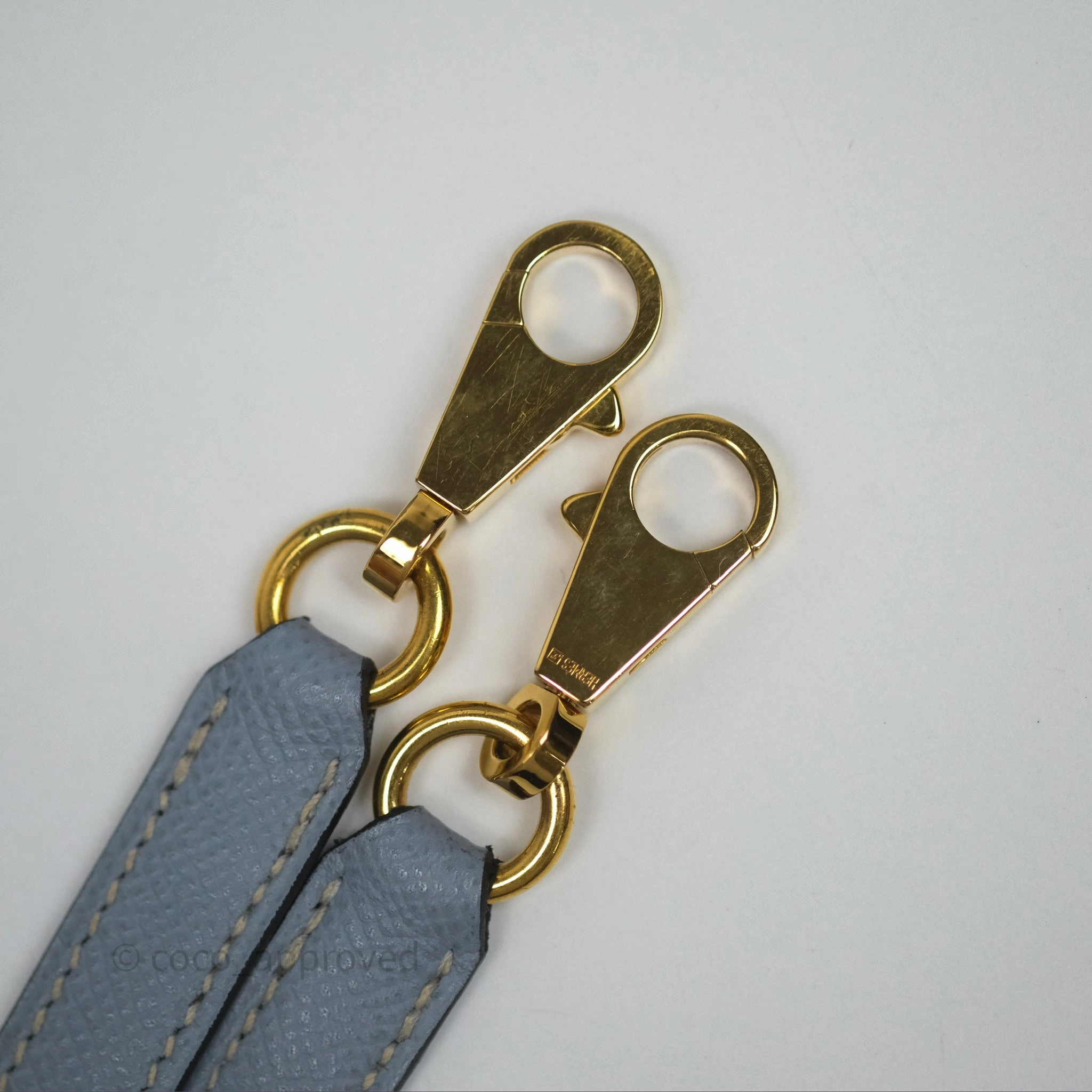 Herms Kelly II 28 Sellier Bleu Lin J7 Epsom Gold Hardware