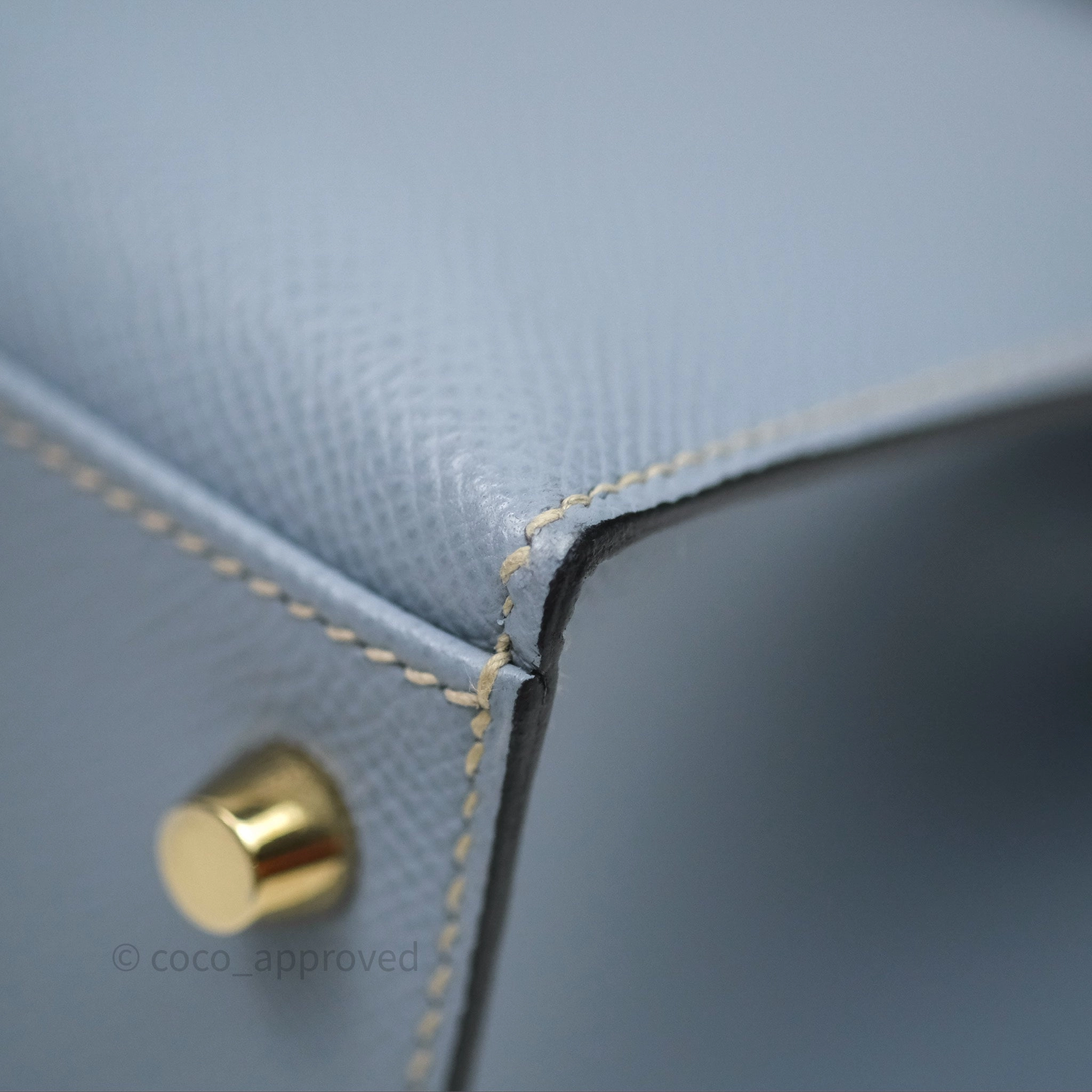 Herms Kelly II 28 Sellier Bleu Lin J7 Epsom Gold Hardware