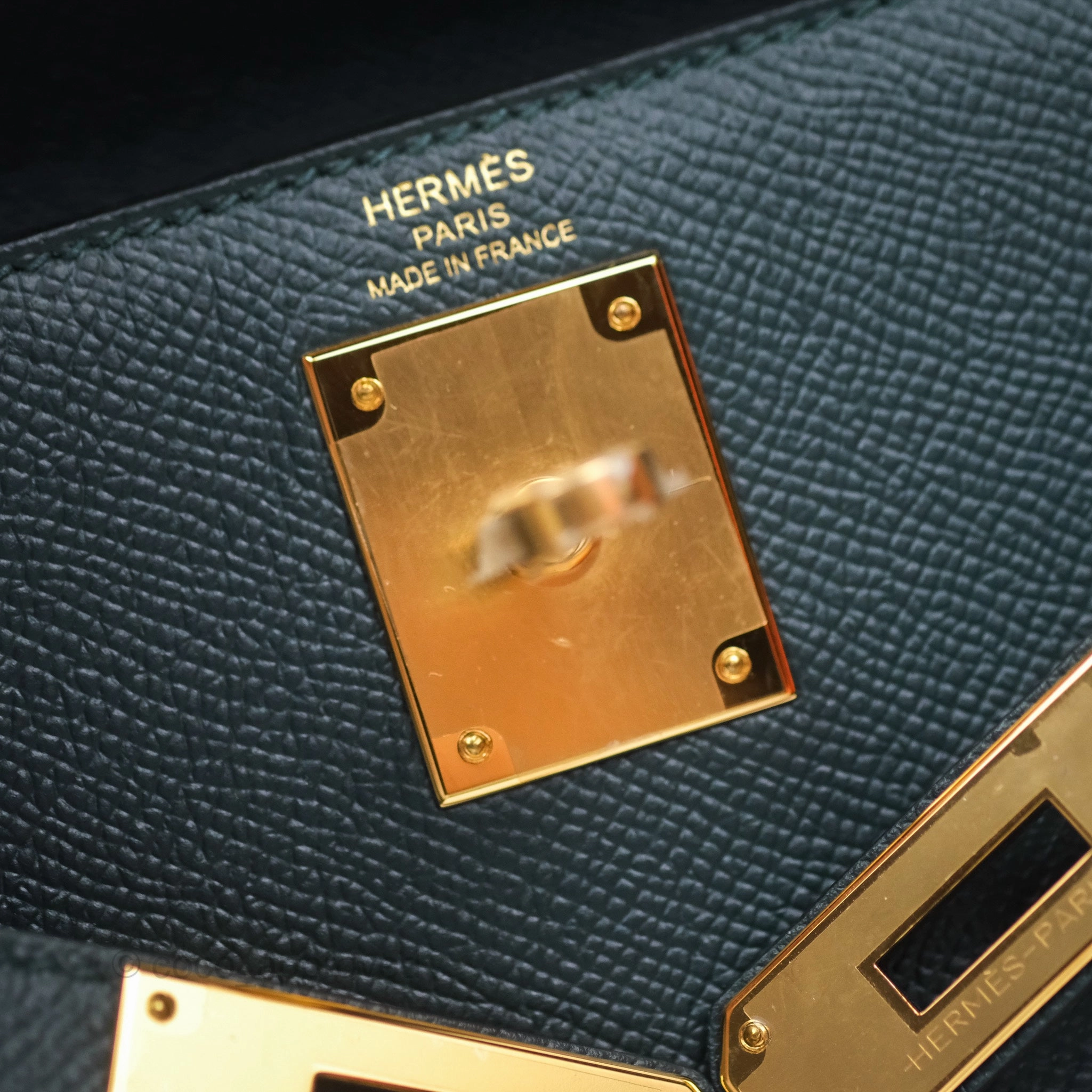 Herms Kelly II 28 Sellier Vert Cypress 6O Veau Epsom Gold Hardware