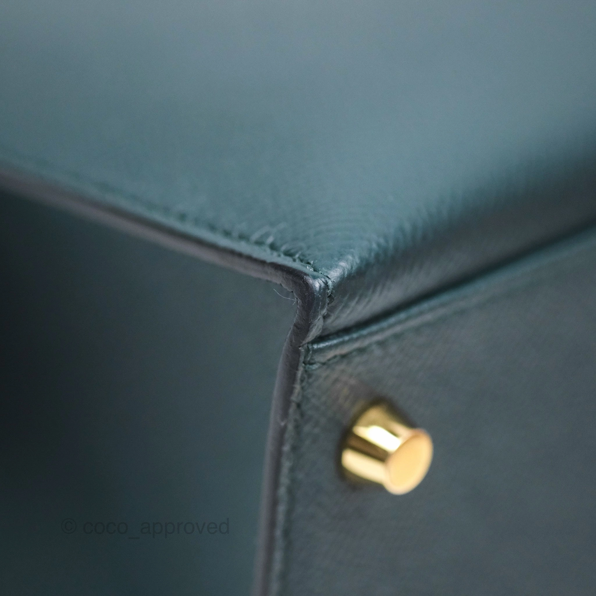 Herms Kelly II 28 Sellier Vert Cypress 6O Veau Epsom Gold Hardware
