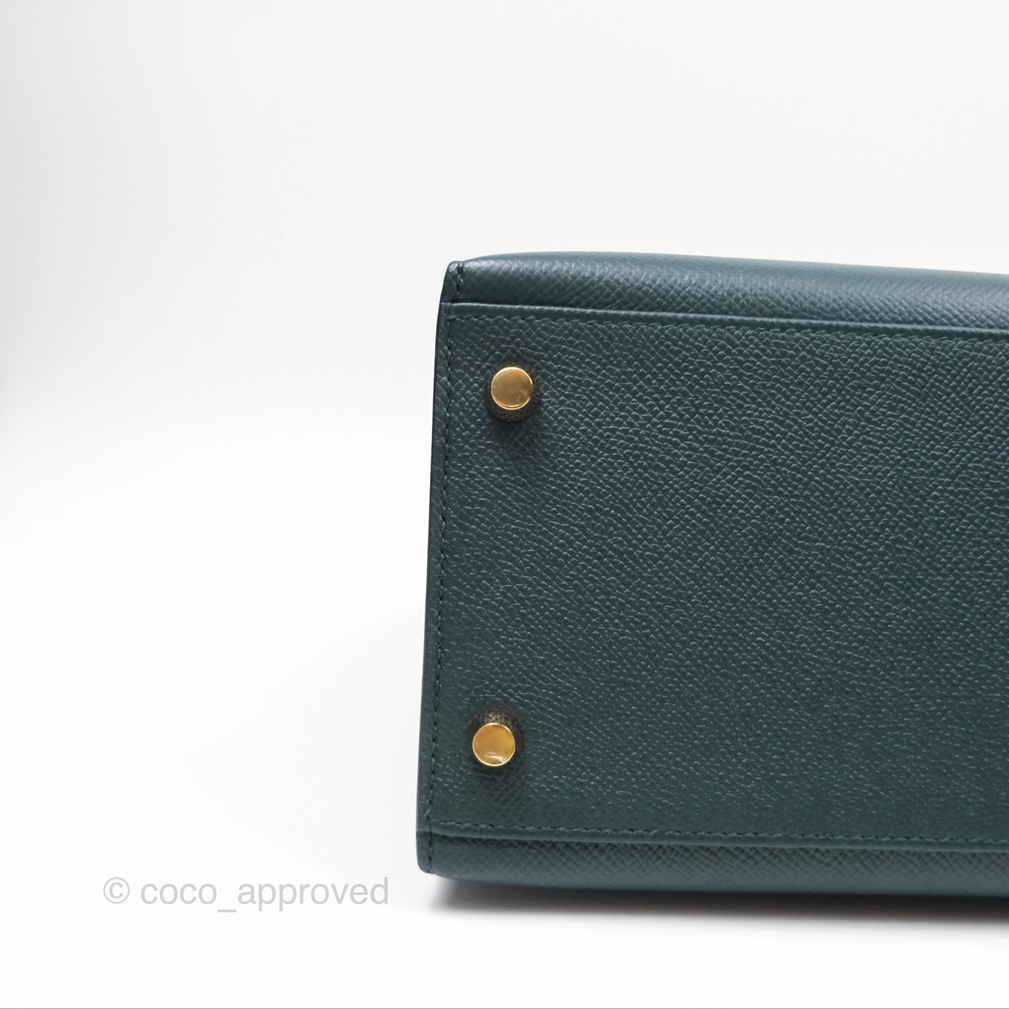 Herms Kelly II 28 Sellier Vert Cypress 6O Veau Epsom Gold Hardware