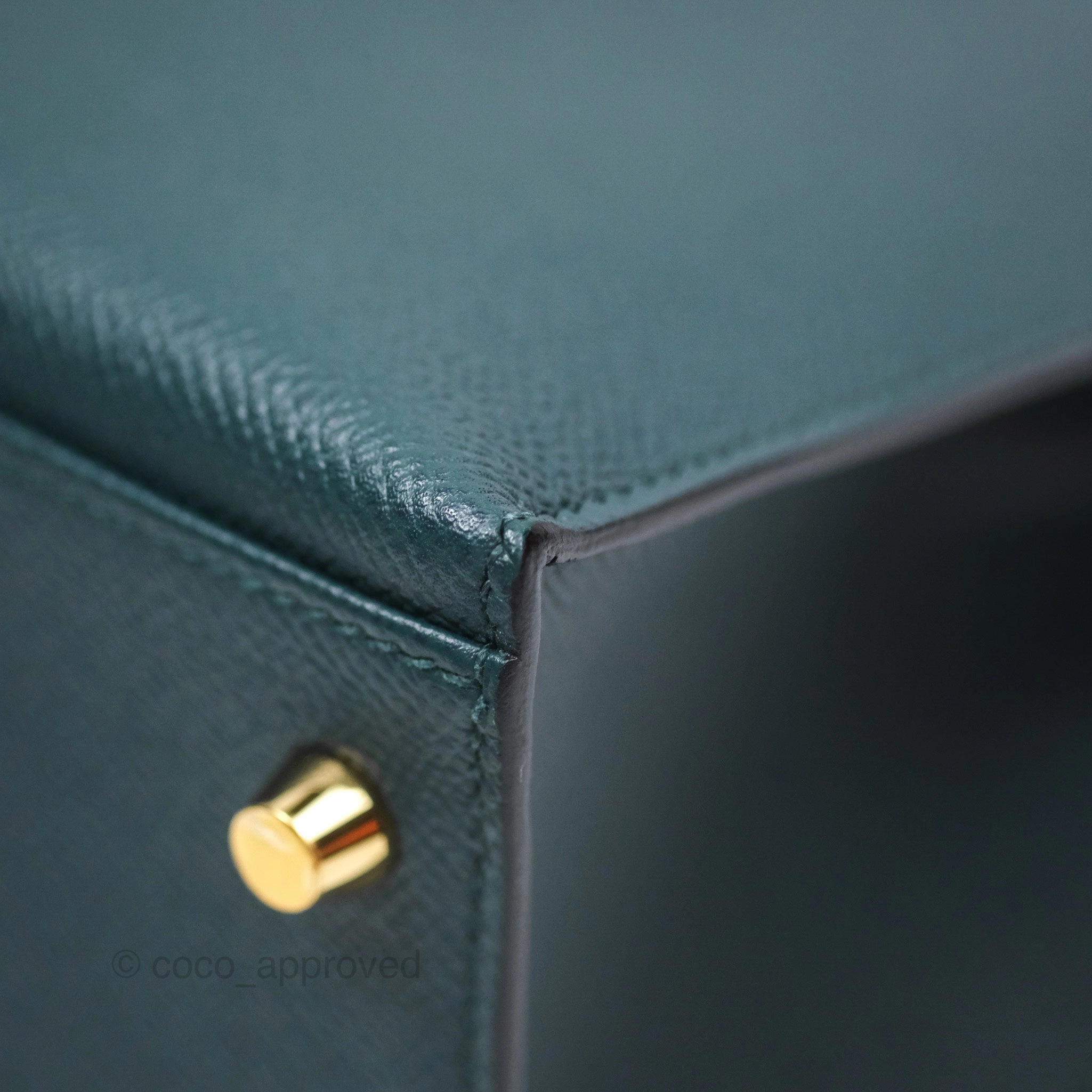 Herms Kelly II 28 Sellier Vert Cypress 6O Veau Epsom Gold Hardware