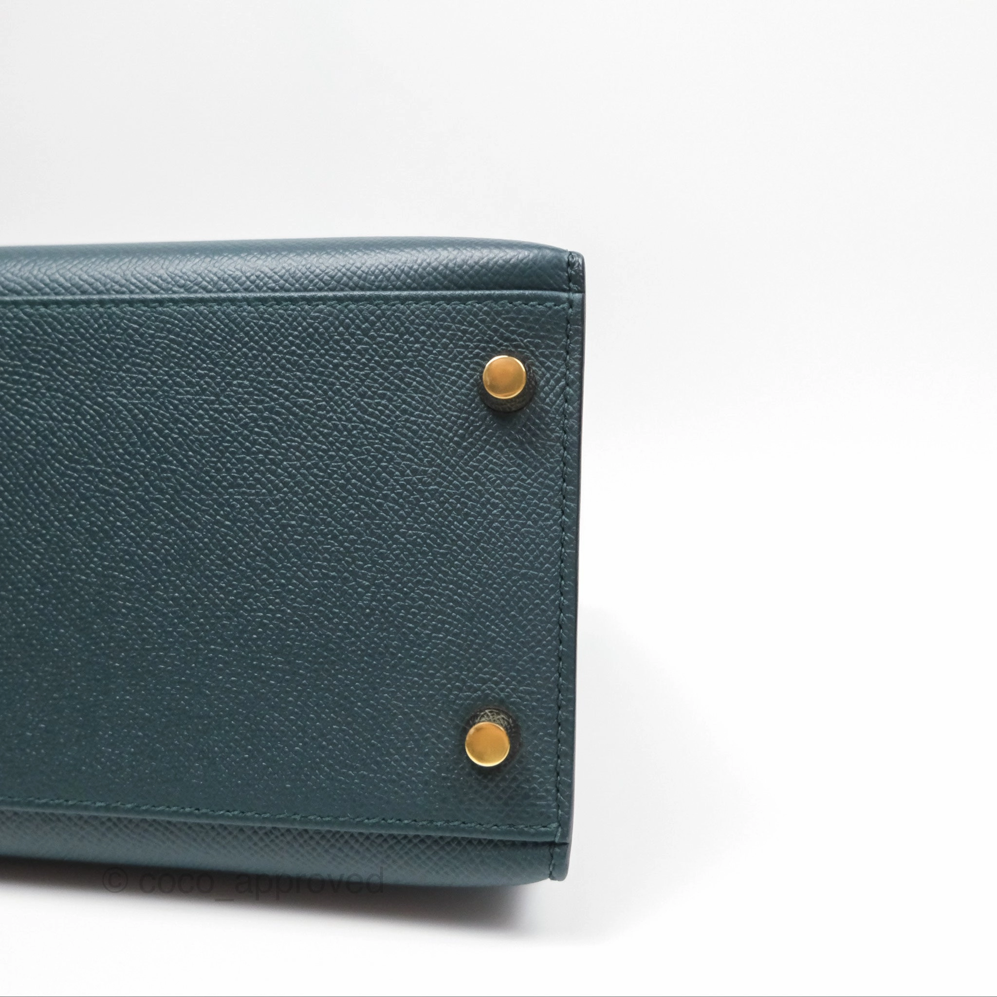 Herms Kelly II 28 Sellier Vert Cypress 6O Veau Epsom Gold Hardware