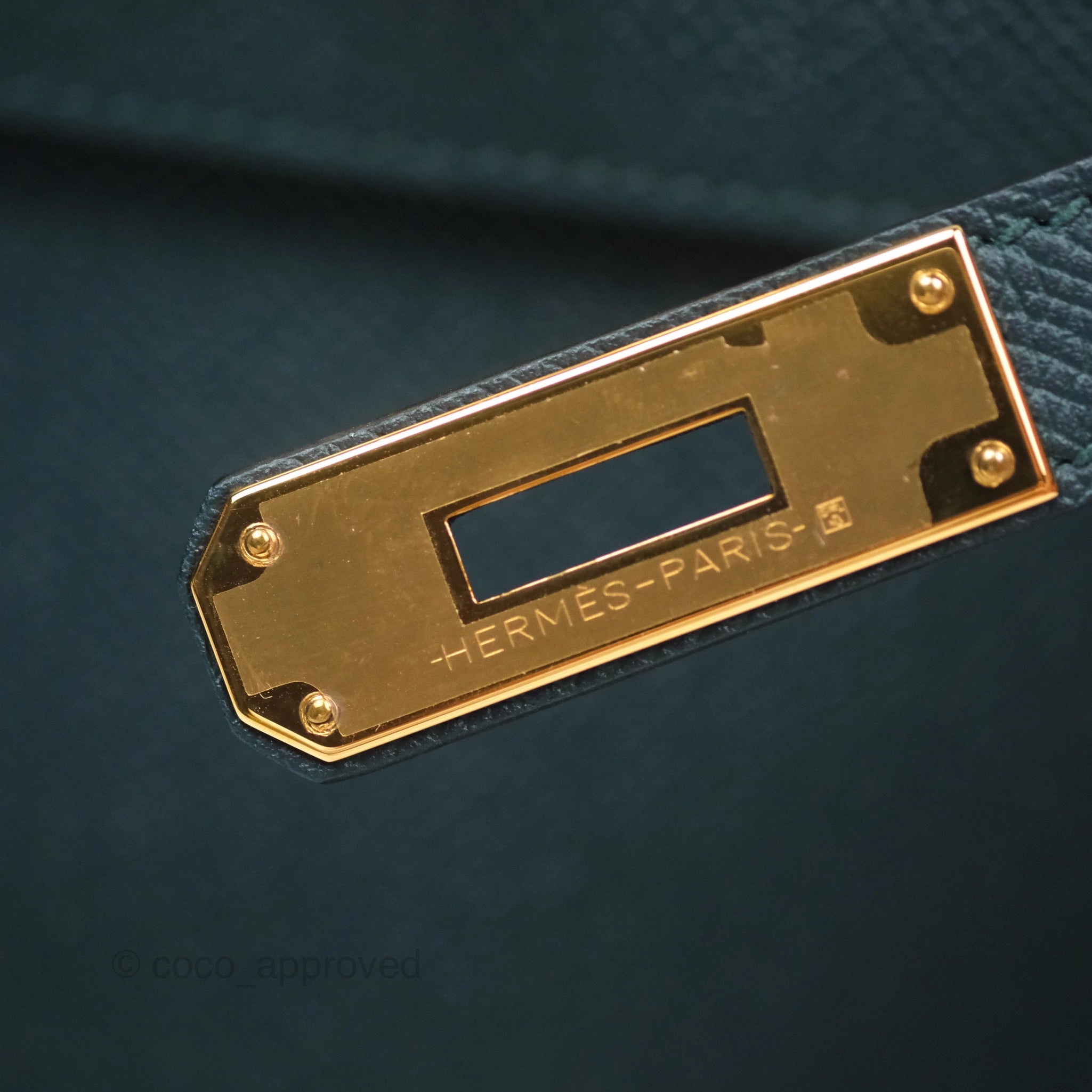 Herms Kelly II 28 Sellier Vert Cypress 6O Veau Epsom Gold Hardware