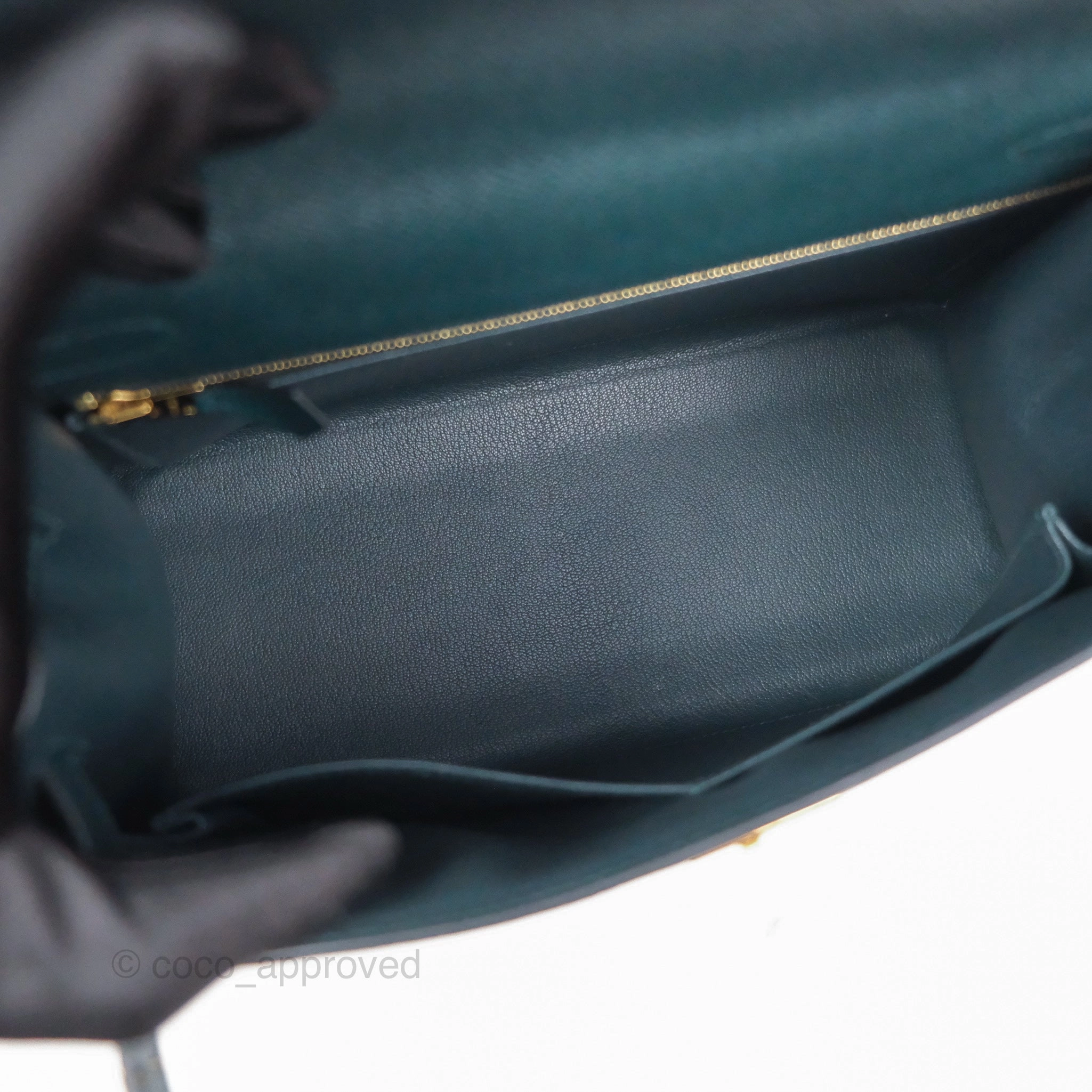Herms Kelly II 28 Sellier Vert Cypress 6O Veau Epsom Gold Hardware