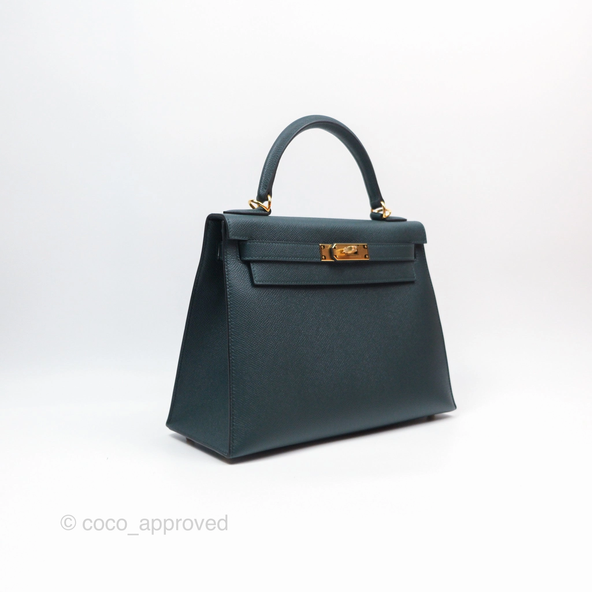 Herms Kelly II 28 Sellier Vert Cypress 6O Veau Epsom Gold Hardware