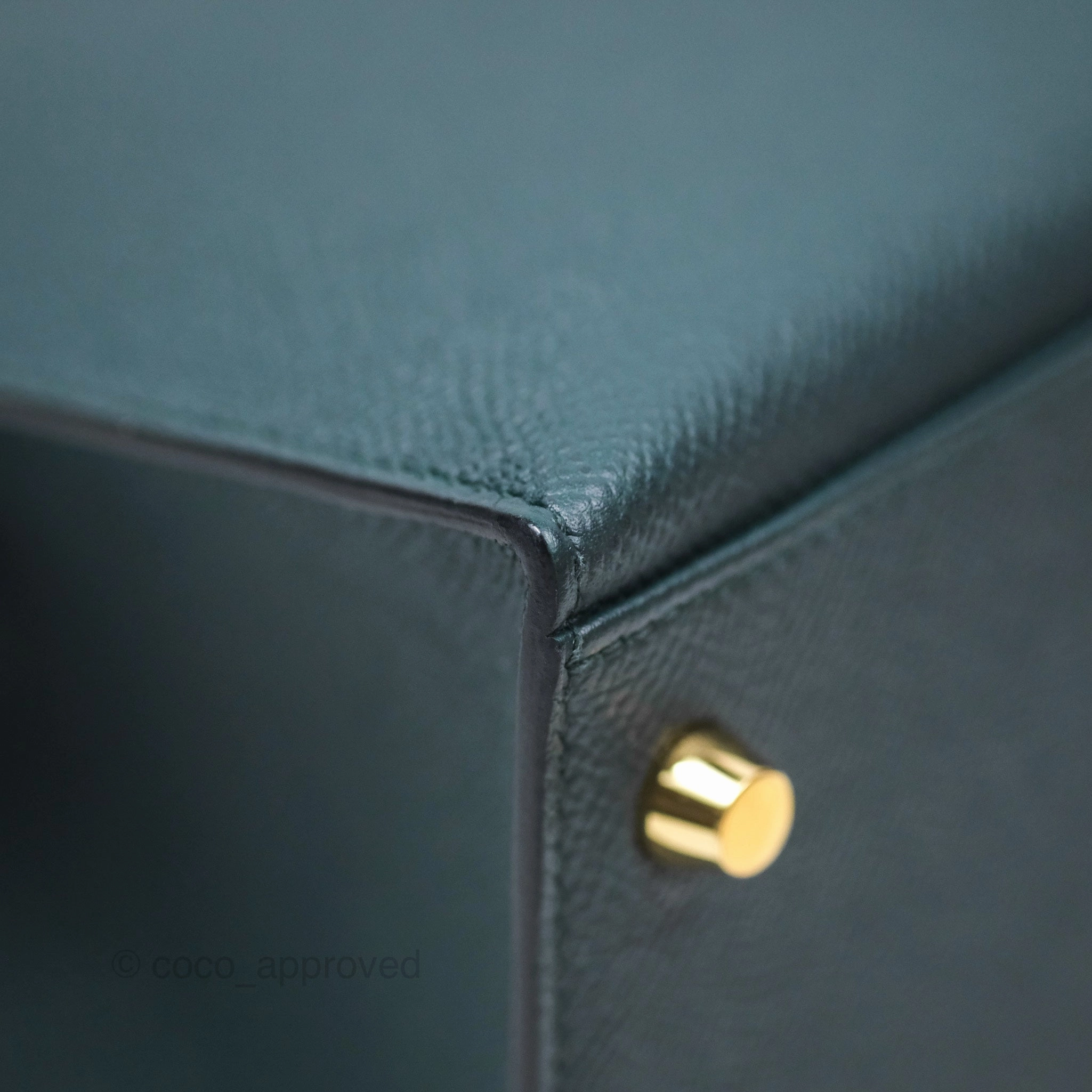 Herms Kelly II 28 Sellier Vert Cypress 6O Veau Epsom Gold Hardware